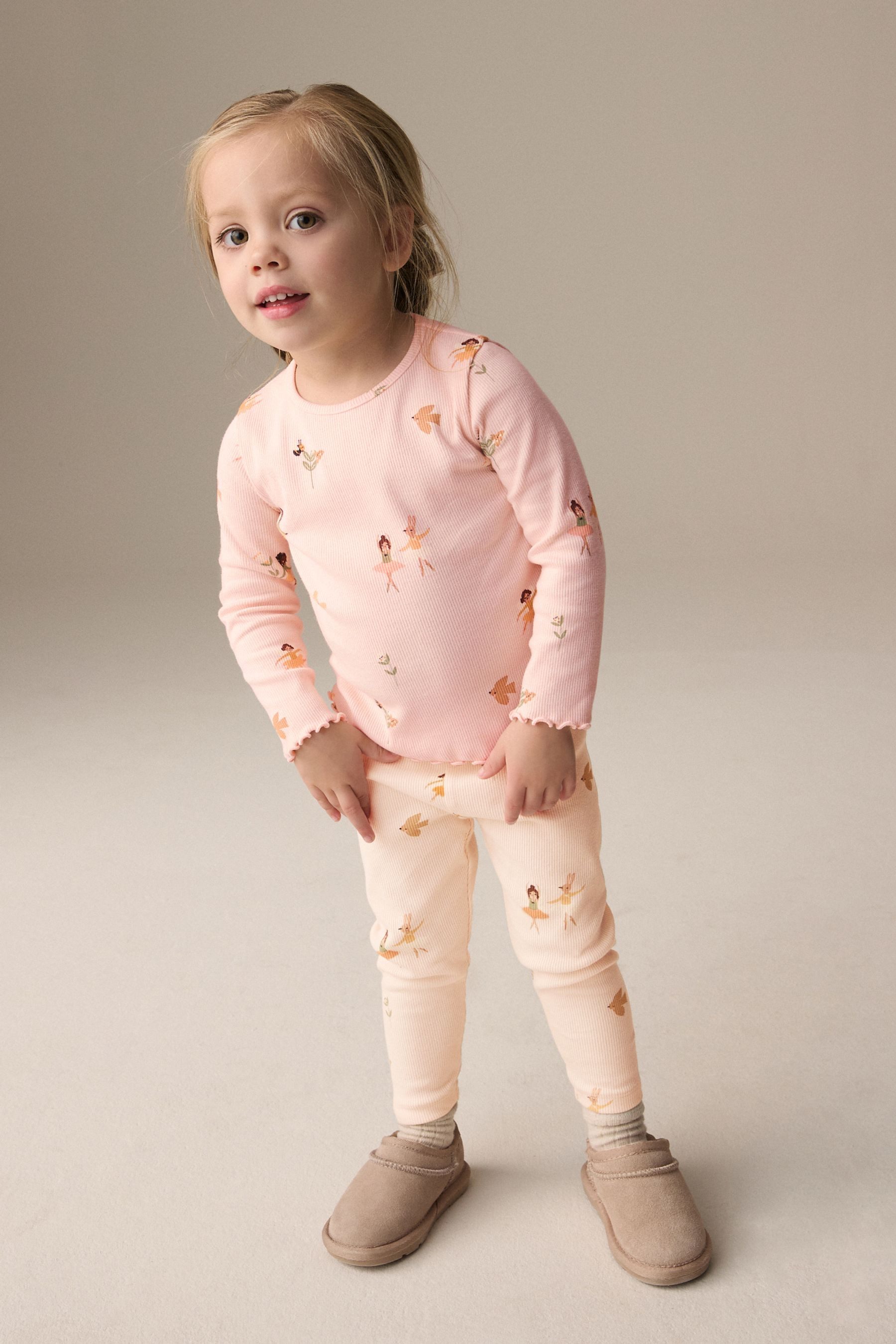 Next Leggings Geripptes Langarm-T-Shirt (1-tlg)