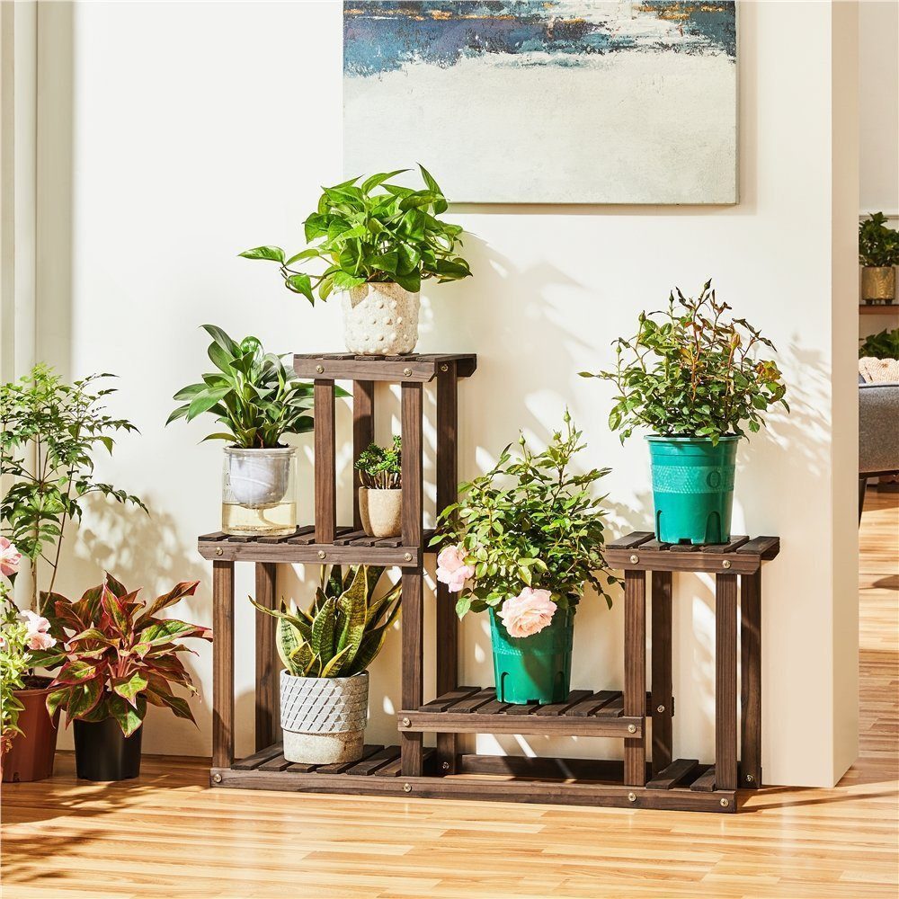 Yaheetech Blumenständer Pflanzenständer 5 Etagen, aus Holz, für Balkon/Garten, 95 × 25 × 73 cm