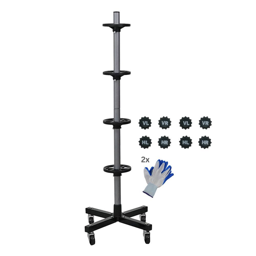 PROREGAL® Felgenbaum Шиныständer Felgenwagen CARRERO auf Рулоны für bis zu 4 Autoreifen, HxBxT 115,5x46x46cm, 4 Шины bis 225mm inkl. Handschuhe & Markierer