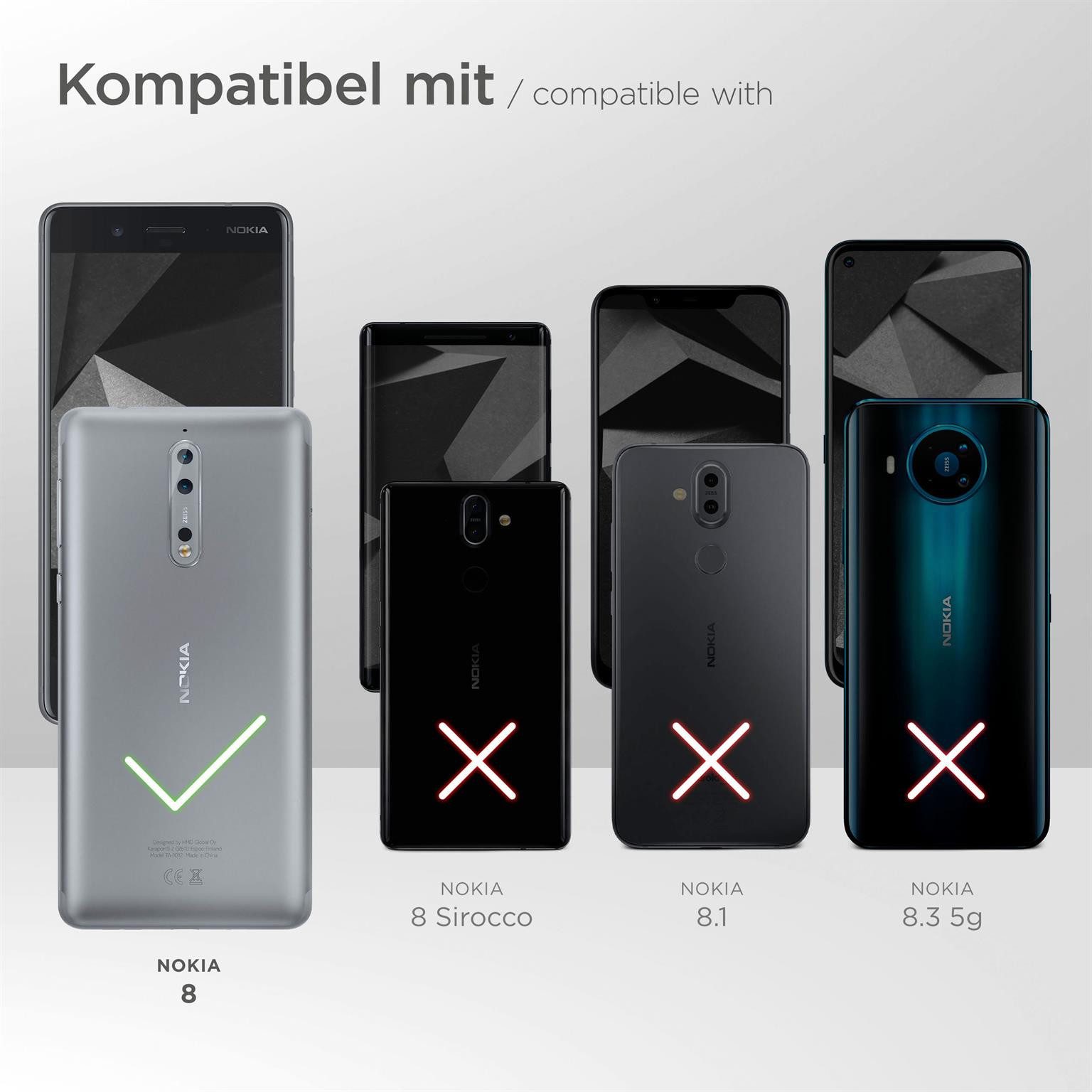 moex Handyhülle für Nokia 8 Hülle Klappbar Flip Case Schwarz 5,3 Zoll, 360 Grad Schutz Handytasche Leder Optik PU Lederhülle Cover Klapphülle