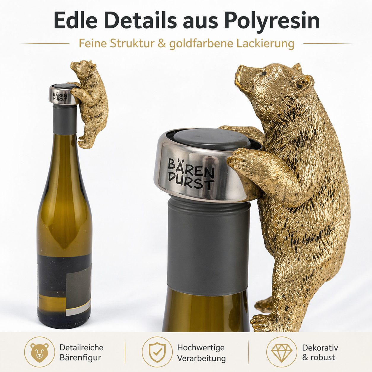 Gehlmann Flaschenverschluss Flaschenring Bär Gold - Bärendurst
