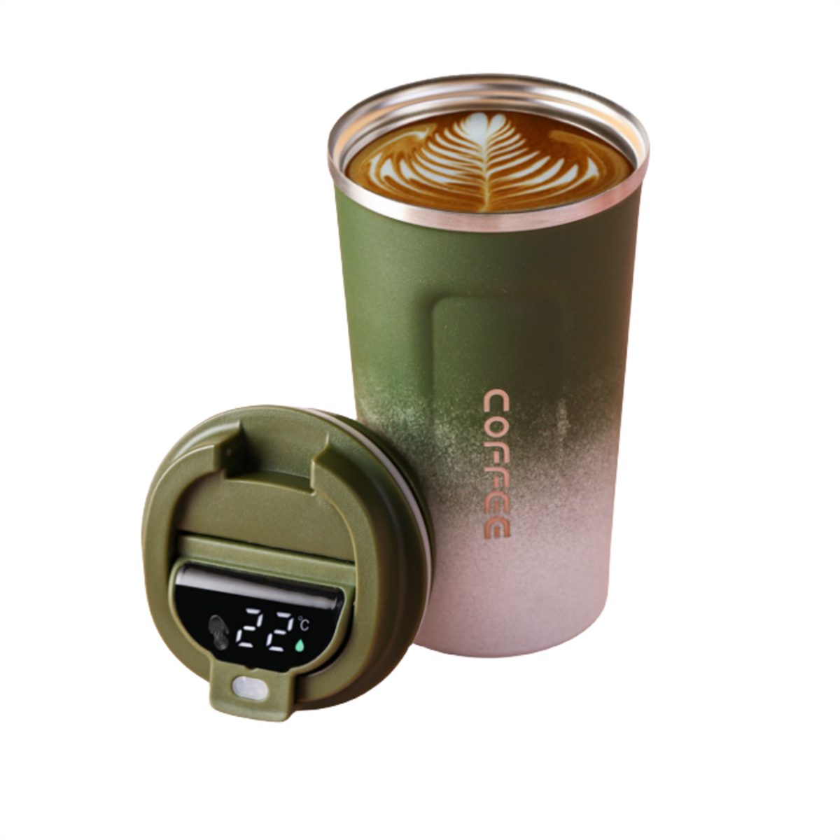 carefully selected Thermobecher Intelligente Temperaturmessung und Isolierung der Autokaffeetasse Grün