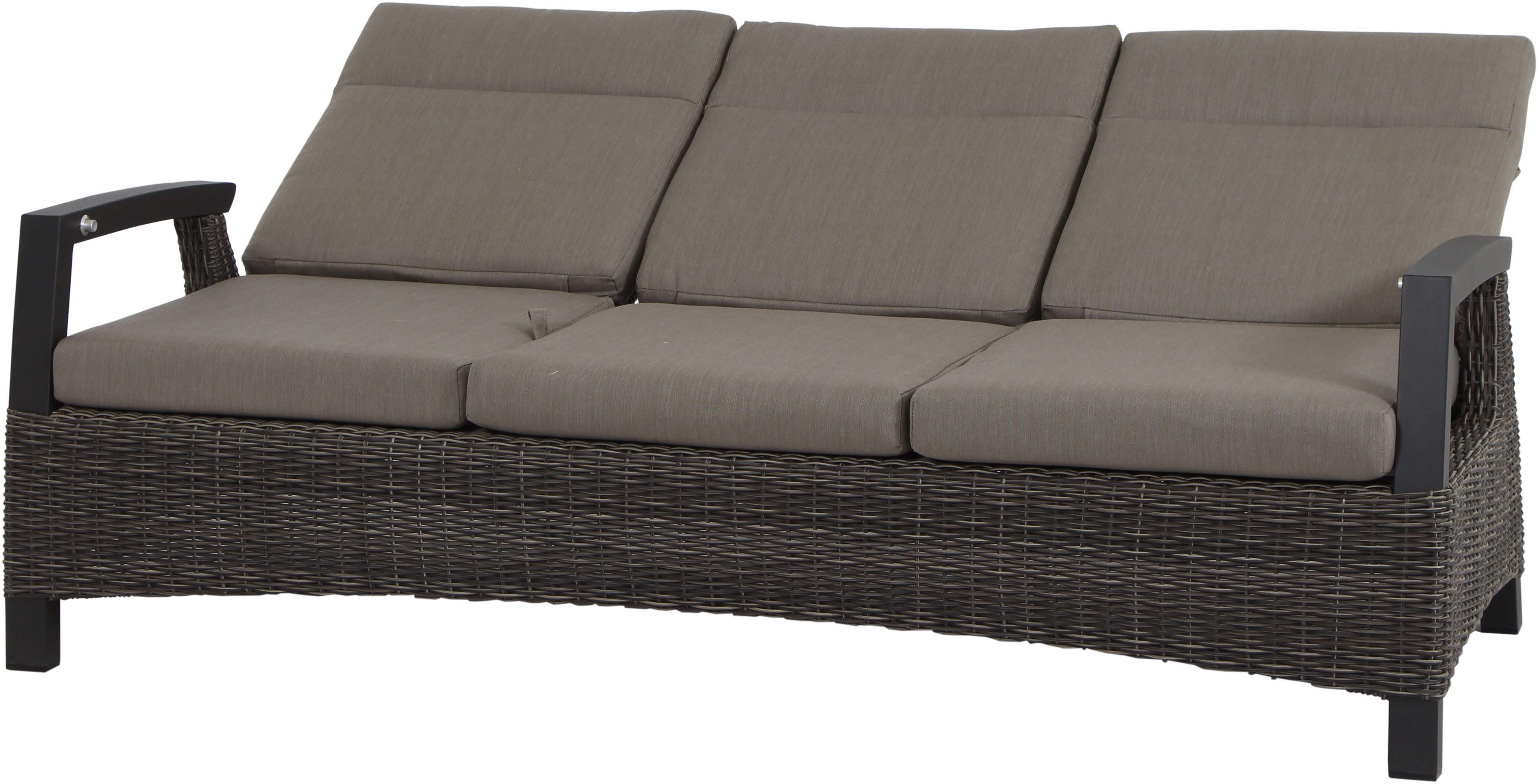 Siena Garden Gartenlounge-Bank CORIDO Lounge 3er Sofa in charcoal grey, Gestell Alu matt anthrazit, mit Sitz- u. Rückenkissen taupe meliert
