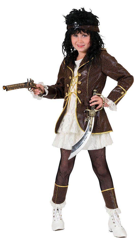Piraten-Kostüm Kinder Mädchen Piratenmantel mit Kleid Piratin