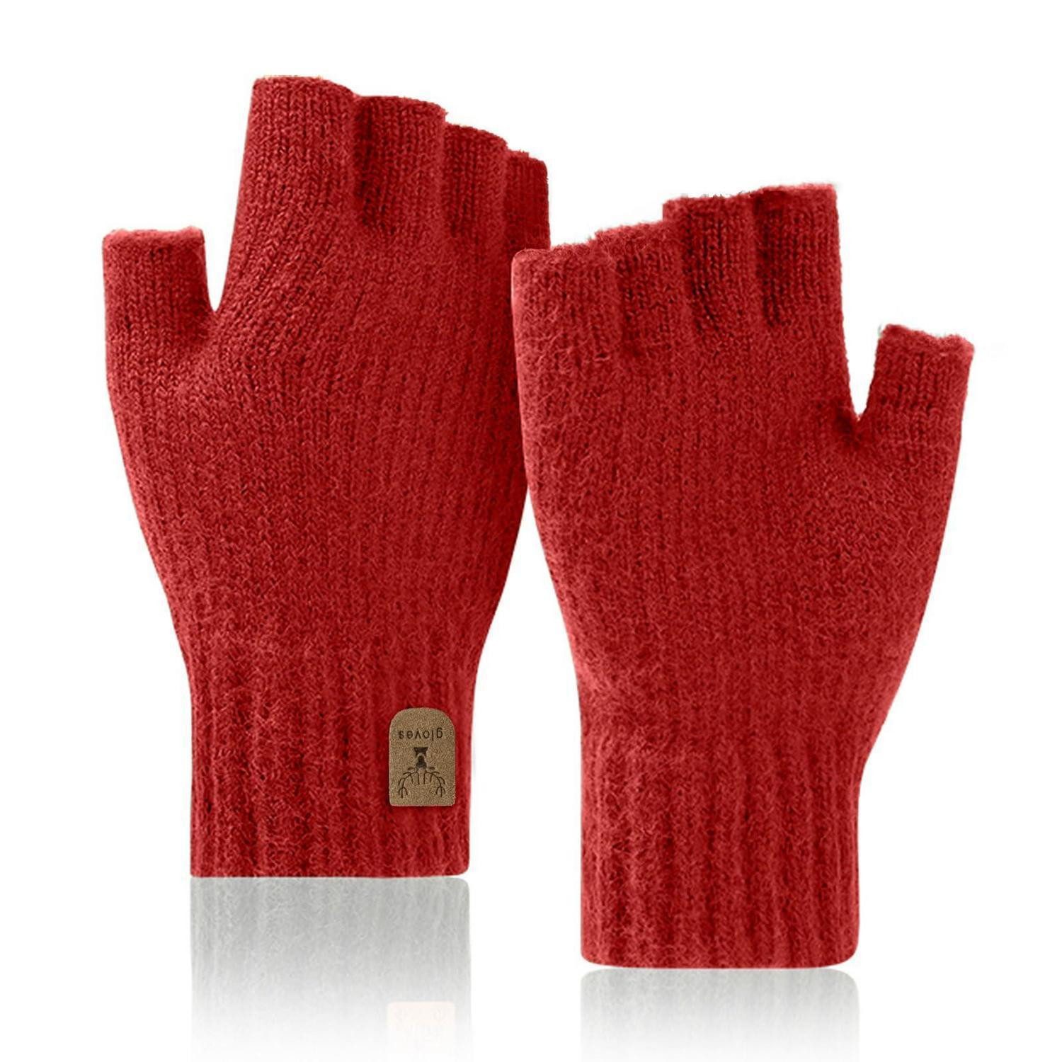 LuxusKollektion Laufhandschuhe Fingerlose Handschuhe Rot (1-St)