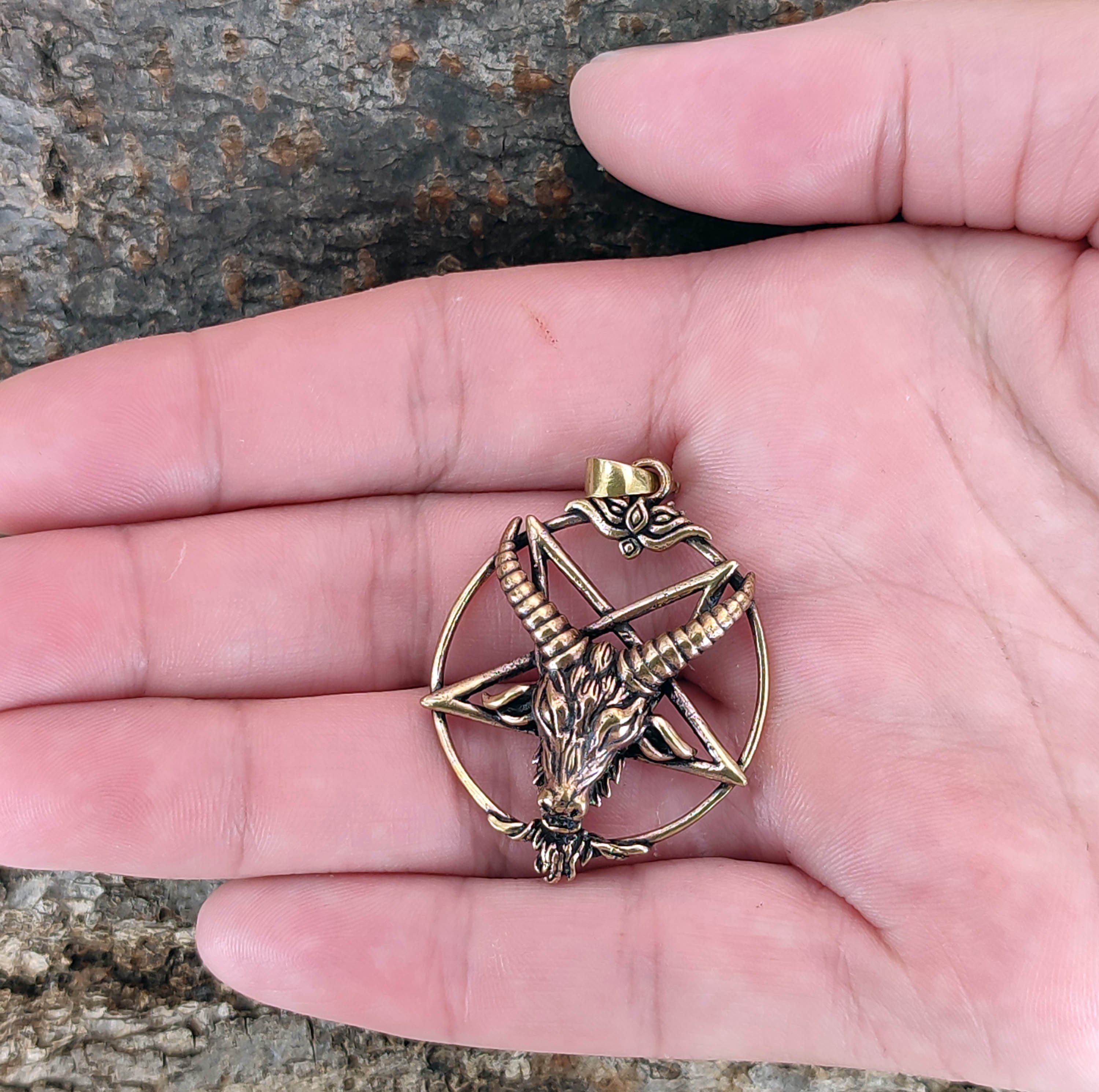 Kiss of Leather Kettenanhänger Pentagramm Bronze Baphomet Drudenfuß Satan Teufel schwarze Magie