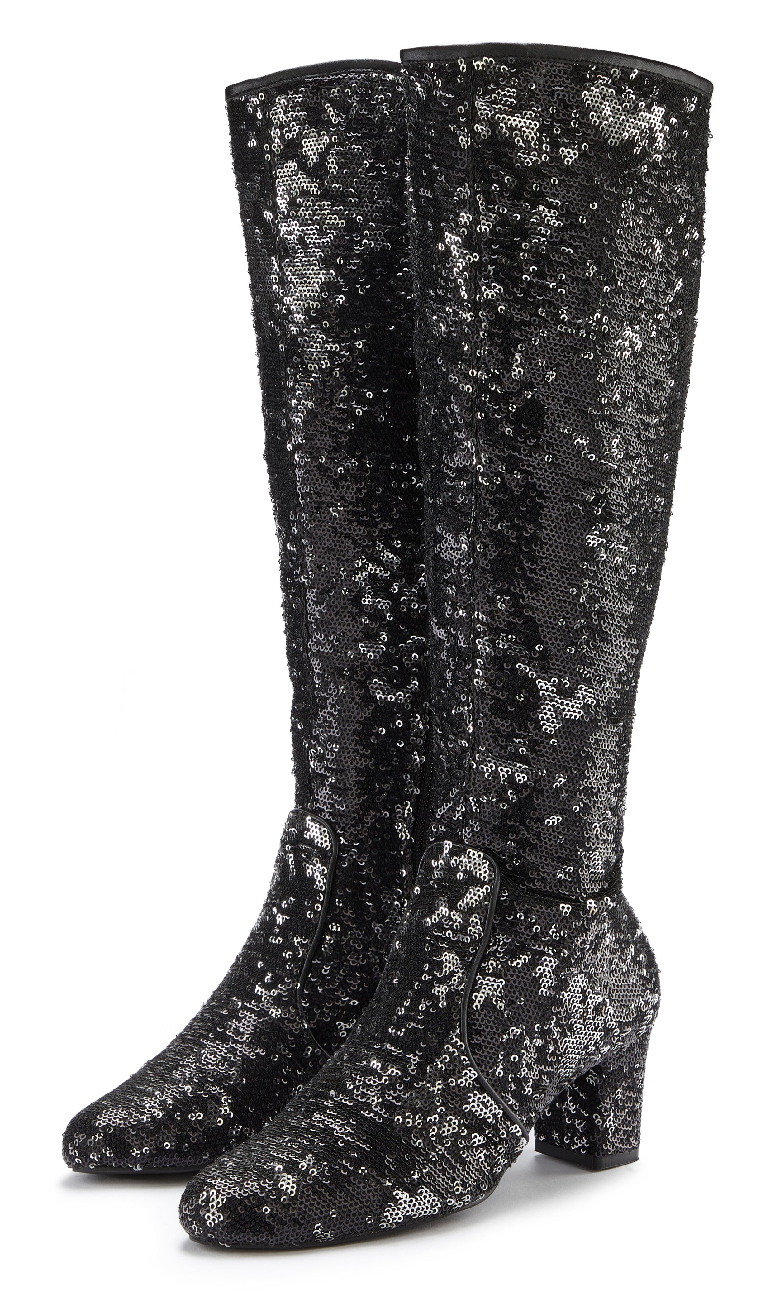 LASCANA Belle Affaire Stiefel Langer Stiefel, Stiefelette, Pailletten, Blockabsatz, Glitzer-Stiefel