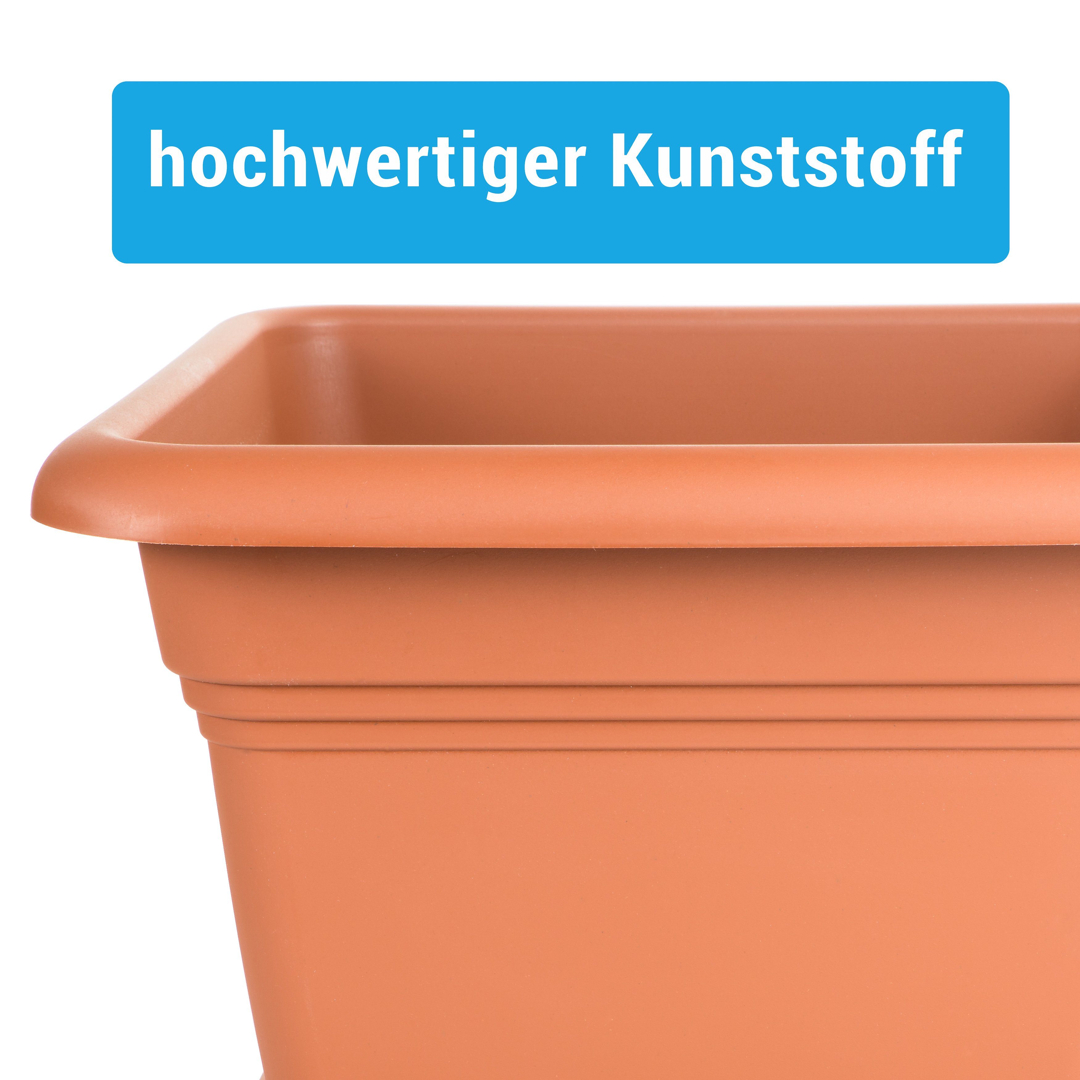 cm), Untersetzer St., x28 Made Farbe: Centi (Spar in Blumenkübel Set, 3 Pflanzkübel inkl. Blumentopf Germany, 28 eckig Pflanztopf, Terracotta