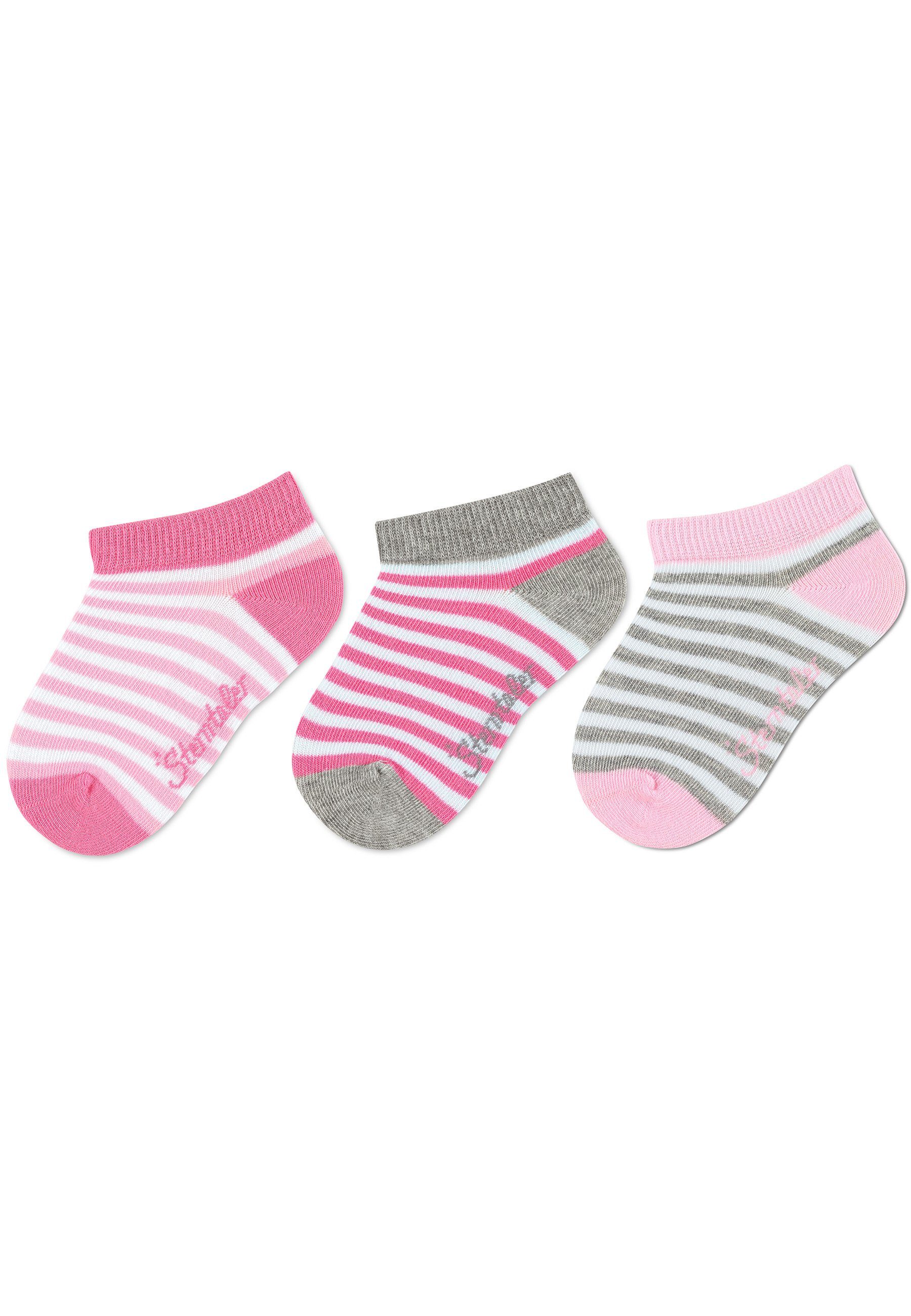 Sterntaler® Sneakersocken Sneaker-Söckchen Ringel, 3er-Pack (3er Set Kindersocken, Seaker- Socken für Kinder) Babysocken mit den süßen Motiven, Kurzsocken Baby pink farben