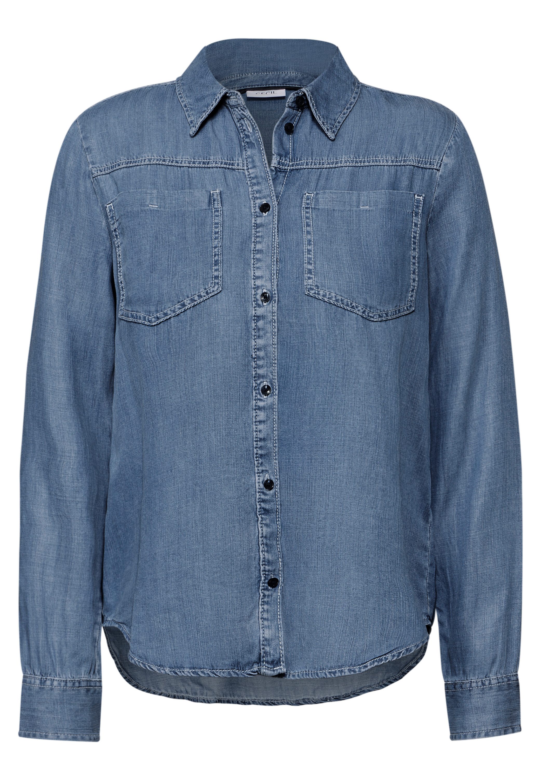 CECIL Langarmbluse in Denim-Optik