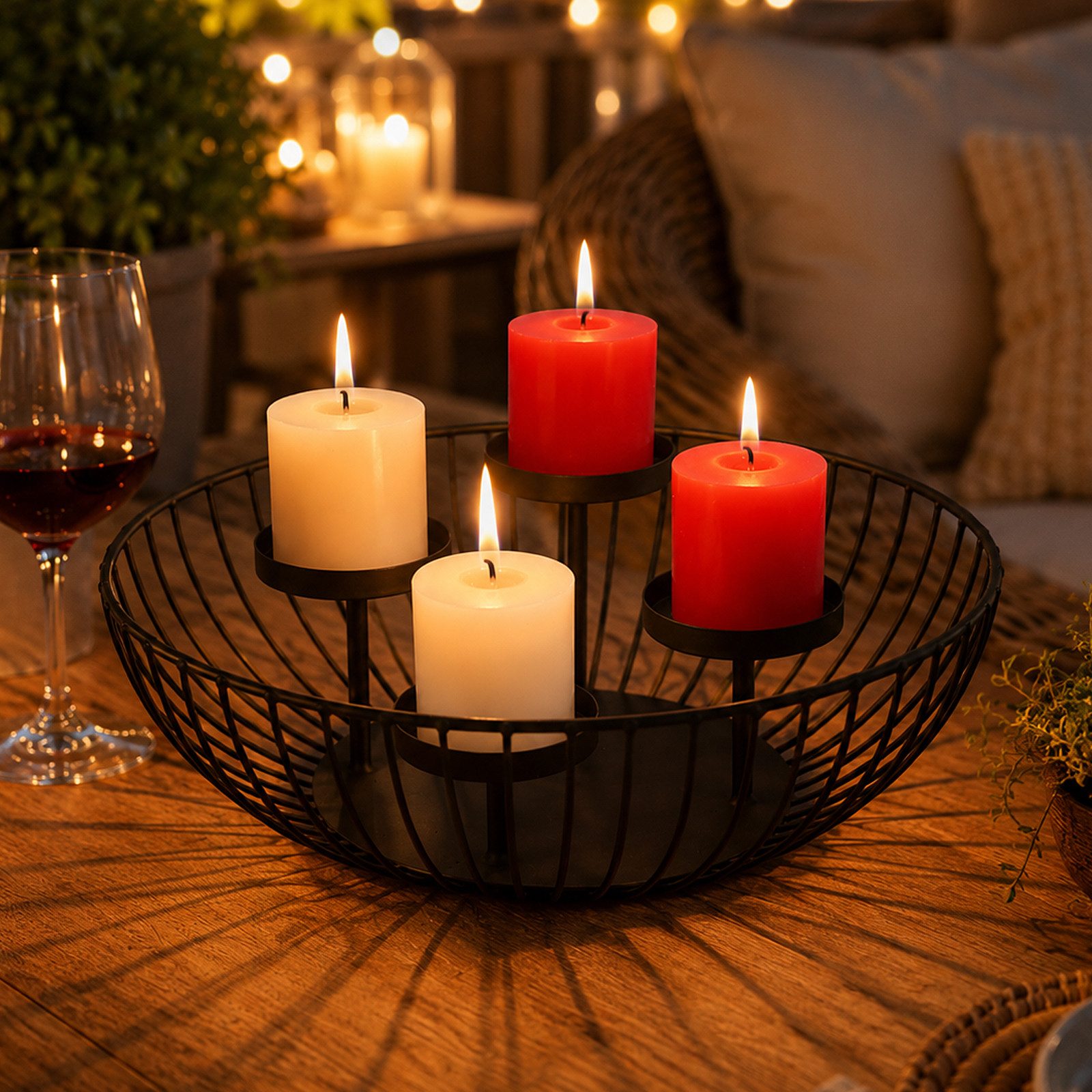 BlingBin Kerzenhalter Adventskranz Metall Kerzenständer mit 4 Haltern (1er Set, 1 St., 28 × 28 × 9,2 cm, Modern Rund Adventskerzenhalter), Weihnachten Teelichth – Bild 2 von 5