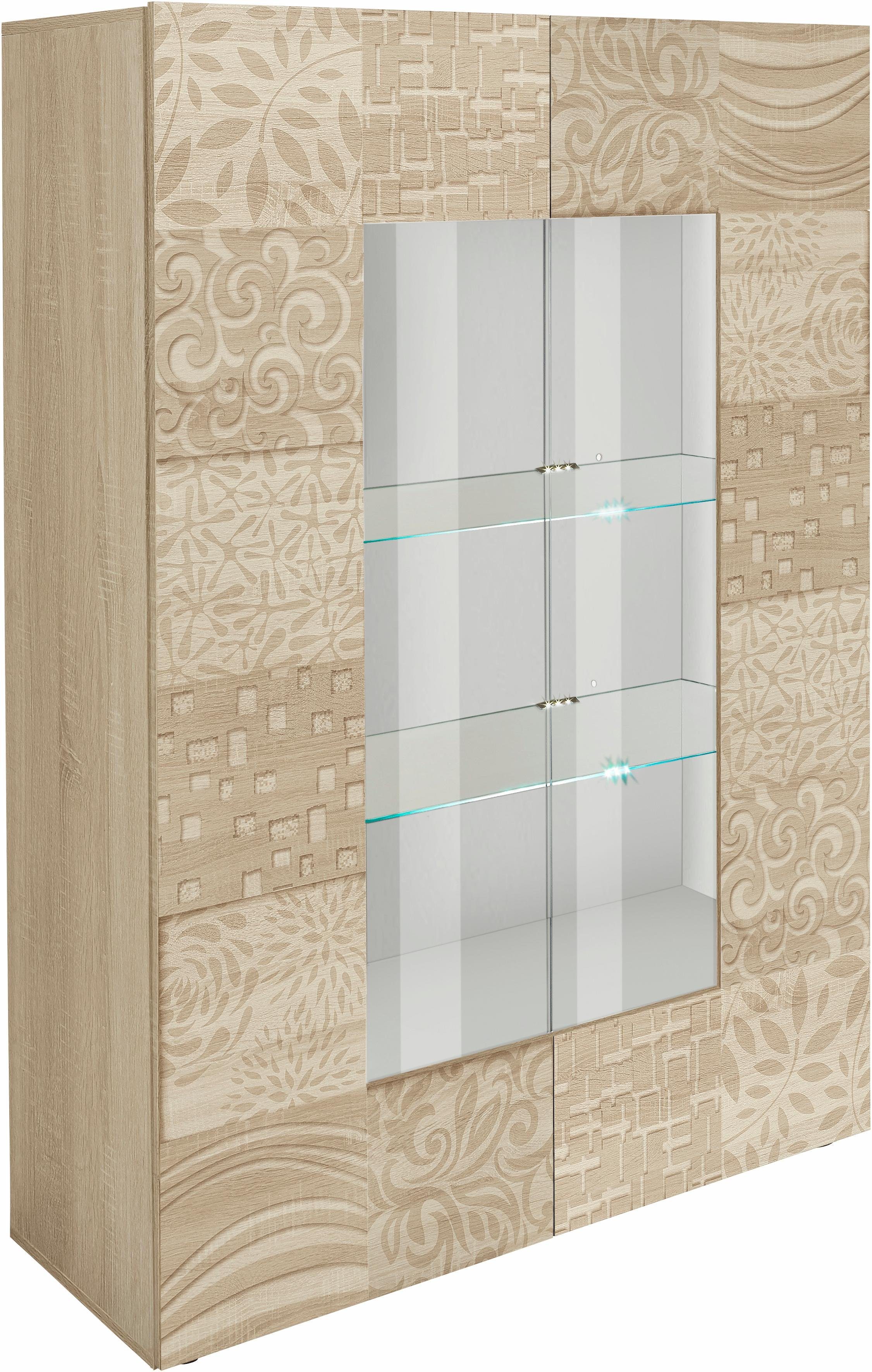 INOSIGN Vitrine "Miro", Stauraumvitrine, Höhe 166 cm mit dekorativem Siebdr günstig online kaufen
