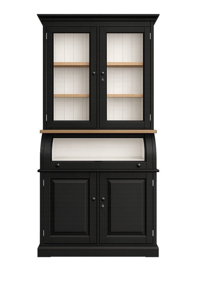 Wohnpalast Buffet Buffet Schrank Berlin 100 cm schwarz- weiß mit Eiche Landhaus- Stil
