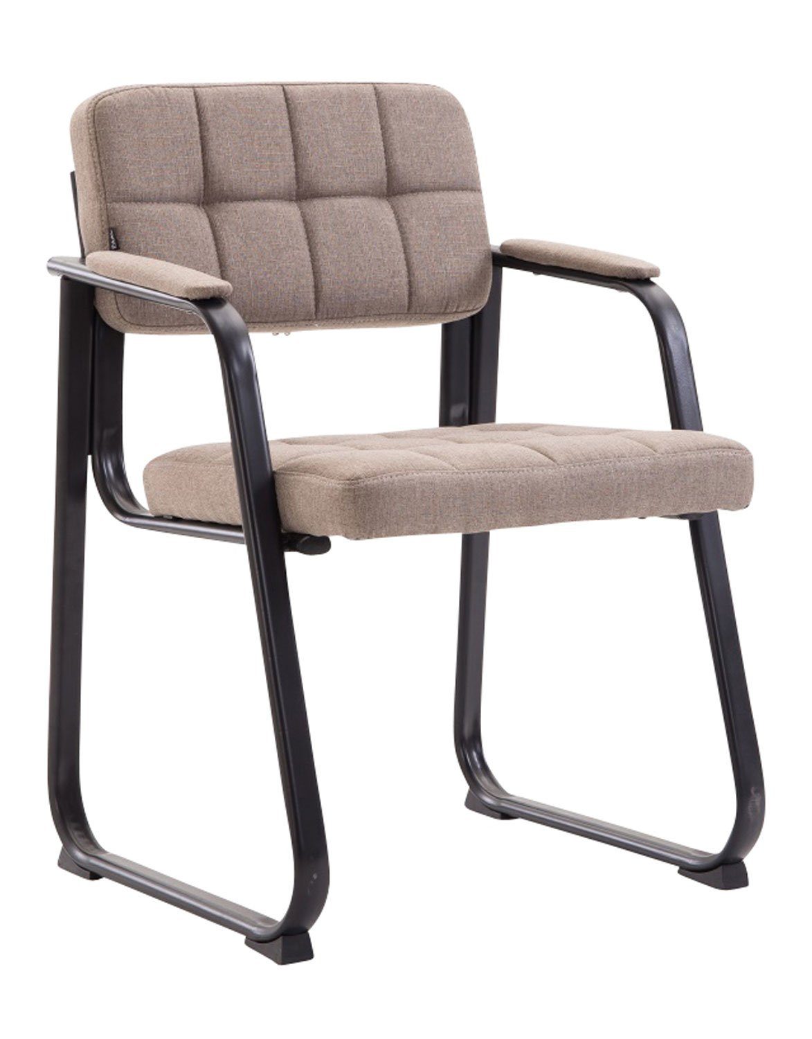 TPFLiving Besucherstuhl Canam mit hochwertig gepolsterter Sitzfläche - Konferenzstuhl (Küchenstuhl - Esszimmerstuhl - Wohnzimmerstuhl), Gestell: Metall matt schwarz - Sitzfläche: Stoff taupe