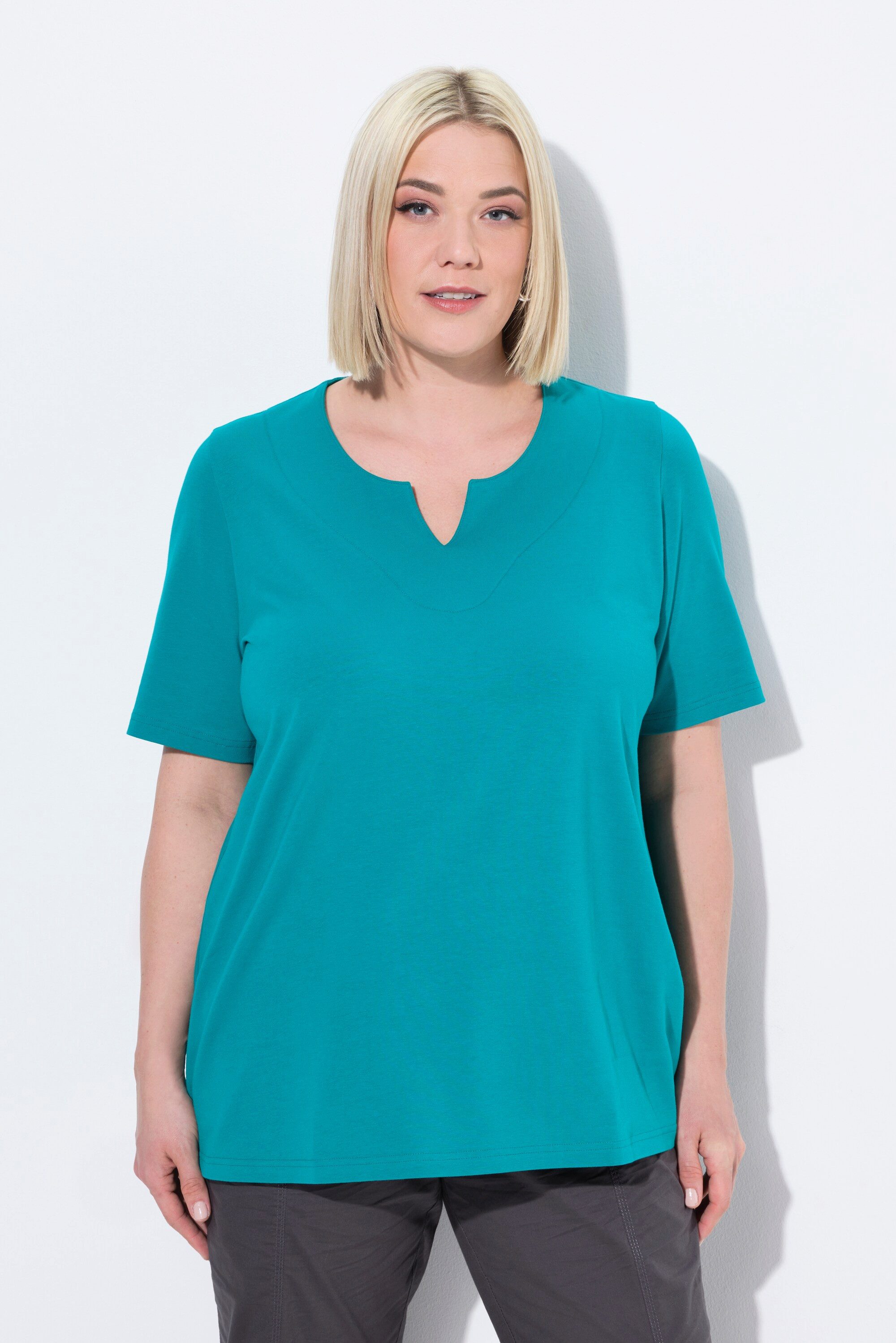 Ulla Popken T-Shirt T-Shirt A-Linie Tunika-Ausschnitt günstig online kaufen