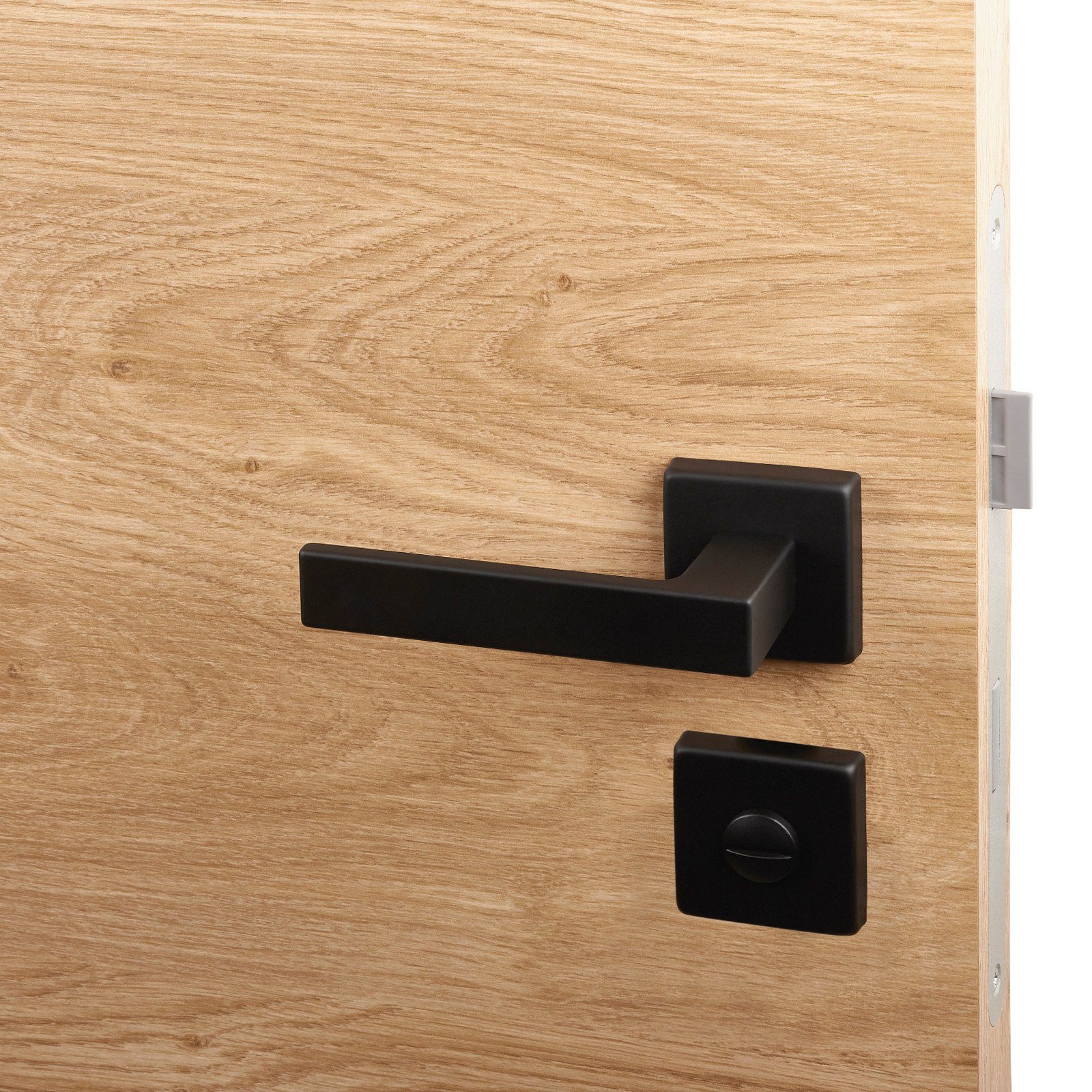 SO-TECH® Drückergarnitur Türdrücker CUBE schwarz 120 x 22 mm Vierkant 8 x 8 mm, Bad / WC Türen Rosettengarnitur – Bild 3 von 5
