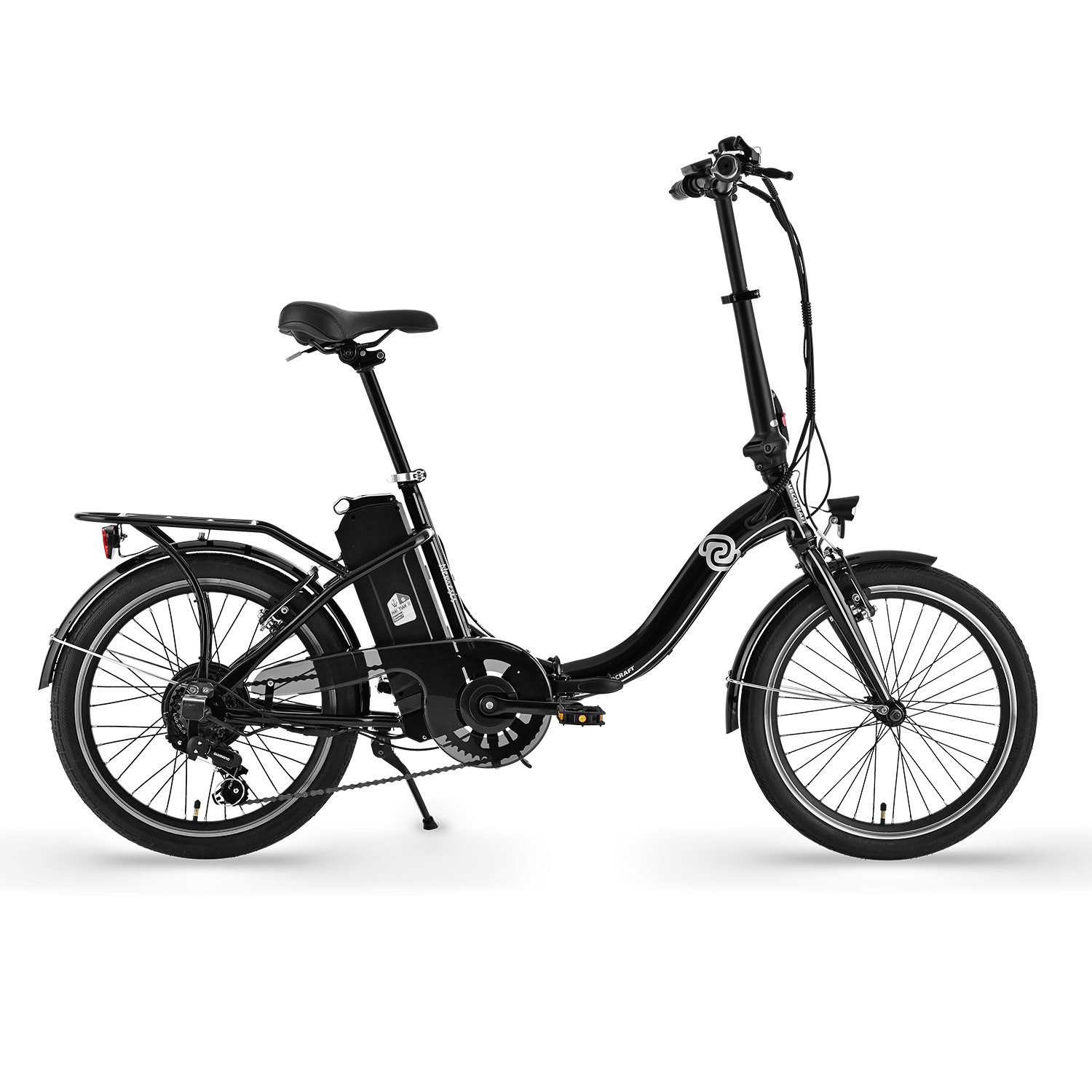 VECOCRAFT E-Bike Faltrad NEMESIS 20 Zoll E-Bike Klapprad, 6-Gang Shimano, faltbar & kompakt, Kettenschaltung, Heckmotor, (55-80km), Pedelec, E-Faltrad mit Tiefeinstieg für Damen & Herren