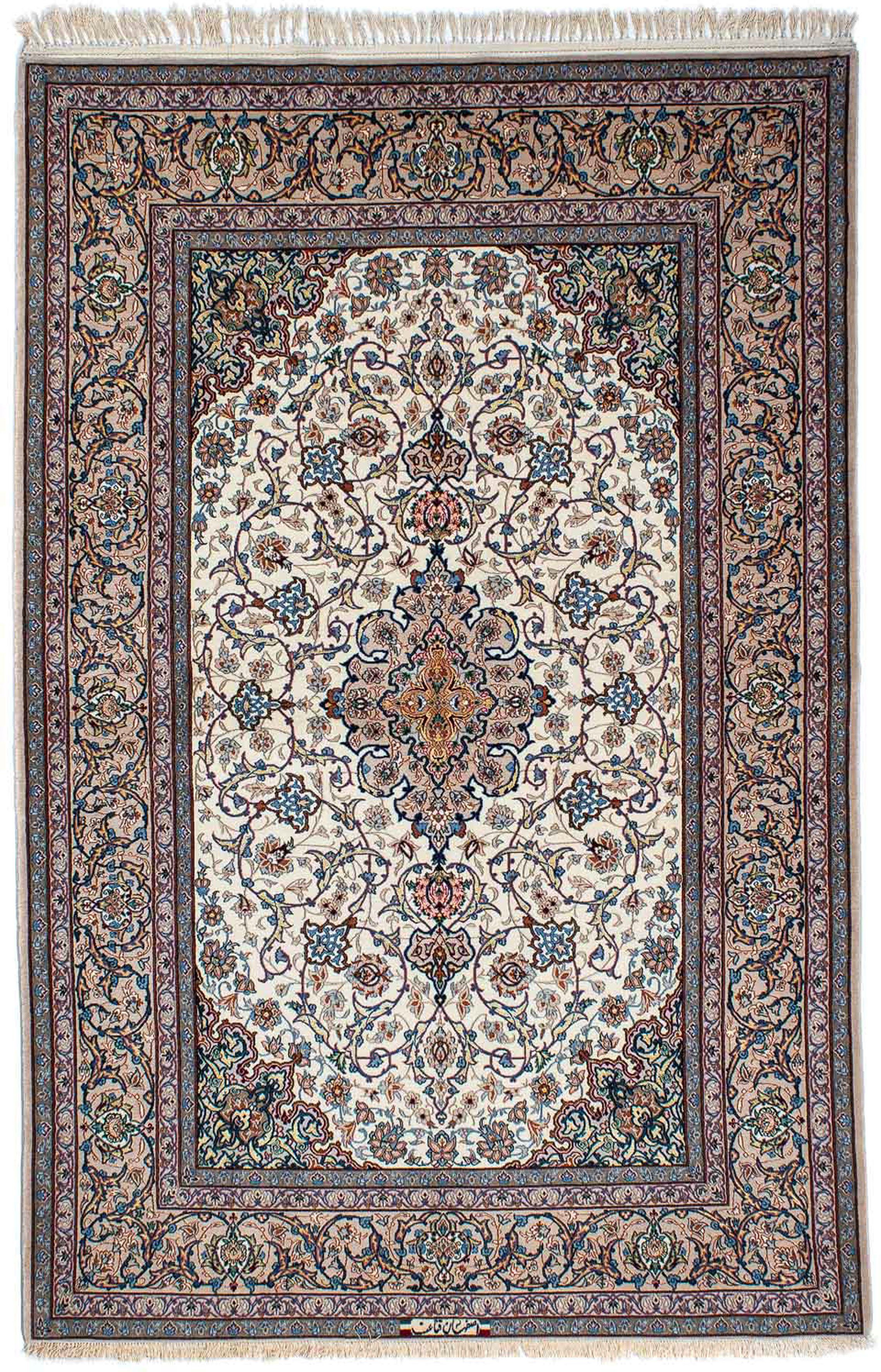 Orientteppich Perser - Isfahan - Zertifikat Wohnzimmer, Premium x 229 6 Einzelstück morgenland, Handgeknüpft, - Höhe: mm, 150 beige, mit cm - rechteckig