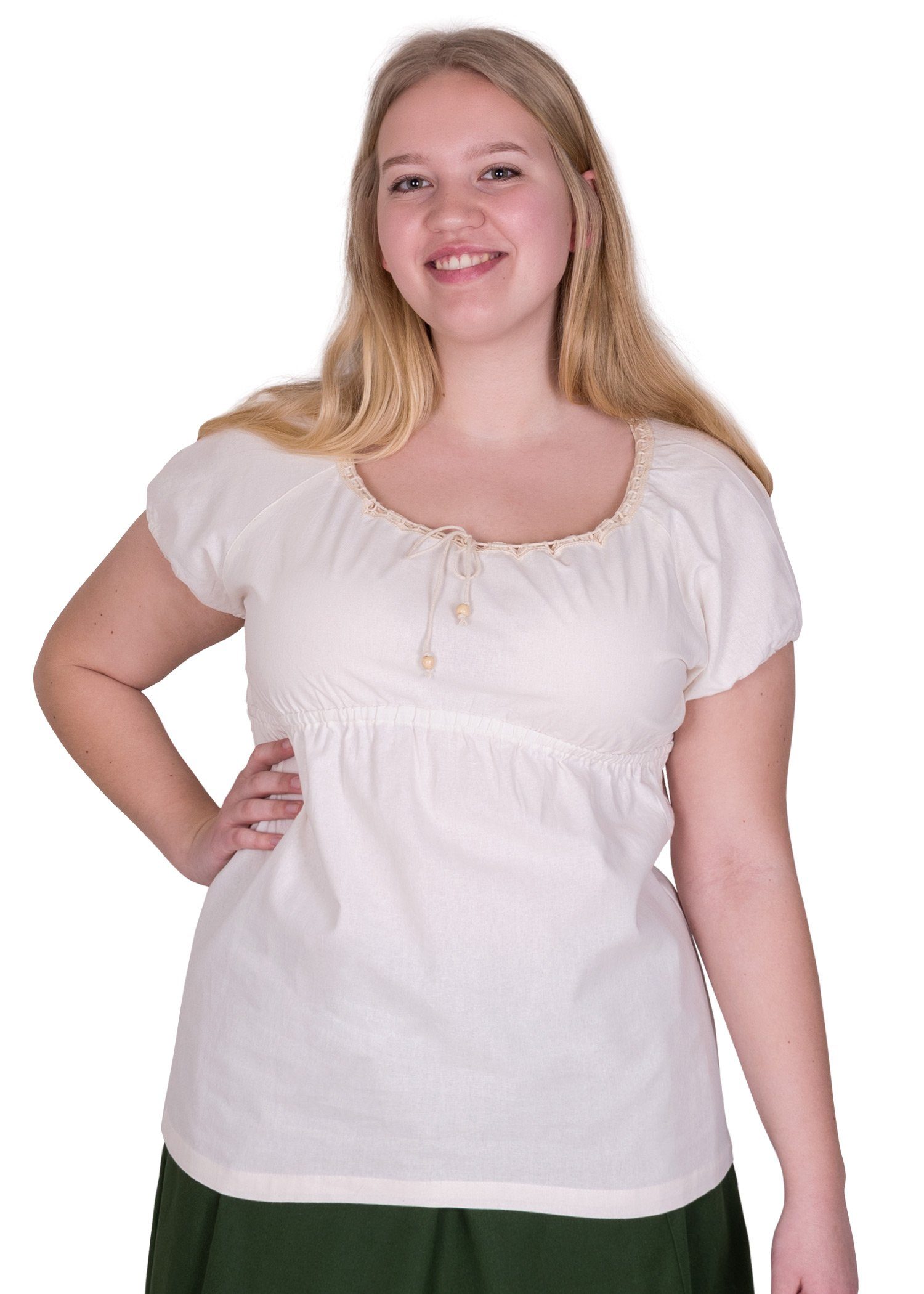 Battle Merchant Burgfräulein-Kostüm Mittelalter Kurzarm-Bluse Aren, natur XL