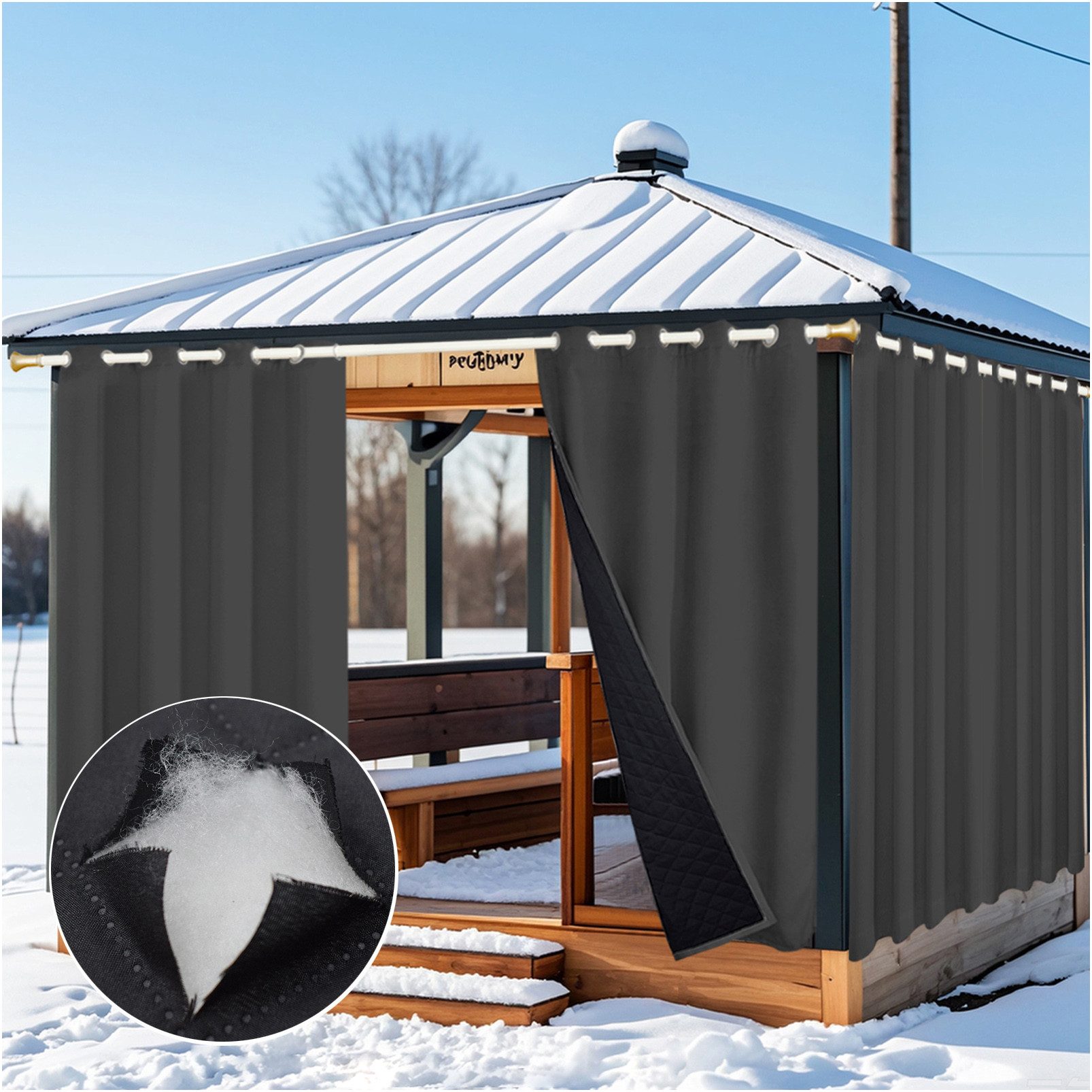 Jibenhome Outdoorgardine Outdoor Vorhang Wetterfest Wärmeisolierend Dicke G günstig online kaufen