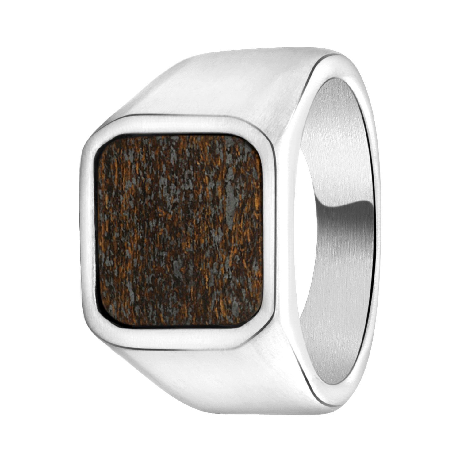 LUCARDI Siegelring Ring - Stahl - Silber - Naturstein - Herren