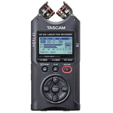 Tascam DR-40X Audio-Recorder Digitales Aufnahmegerät (mit Zubehör-Set und Kopfhörer)