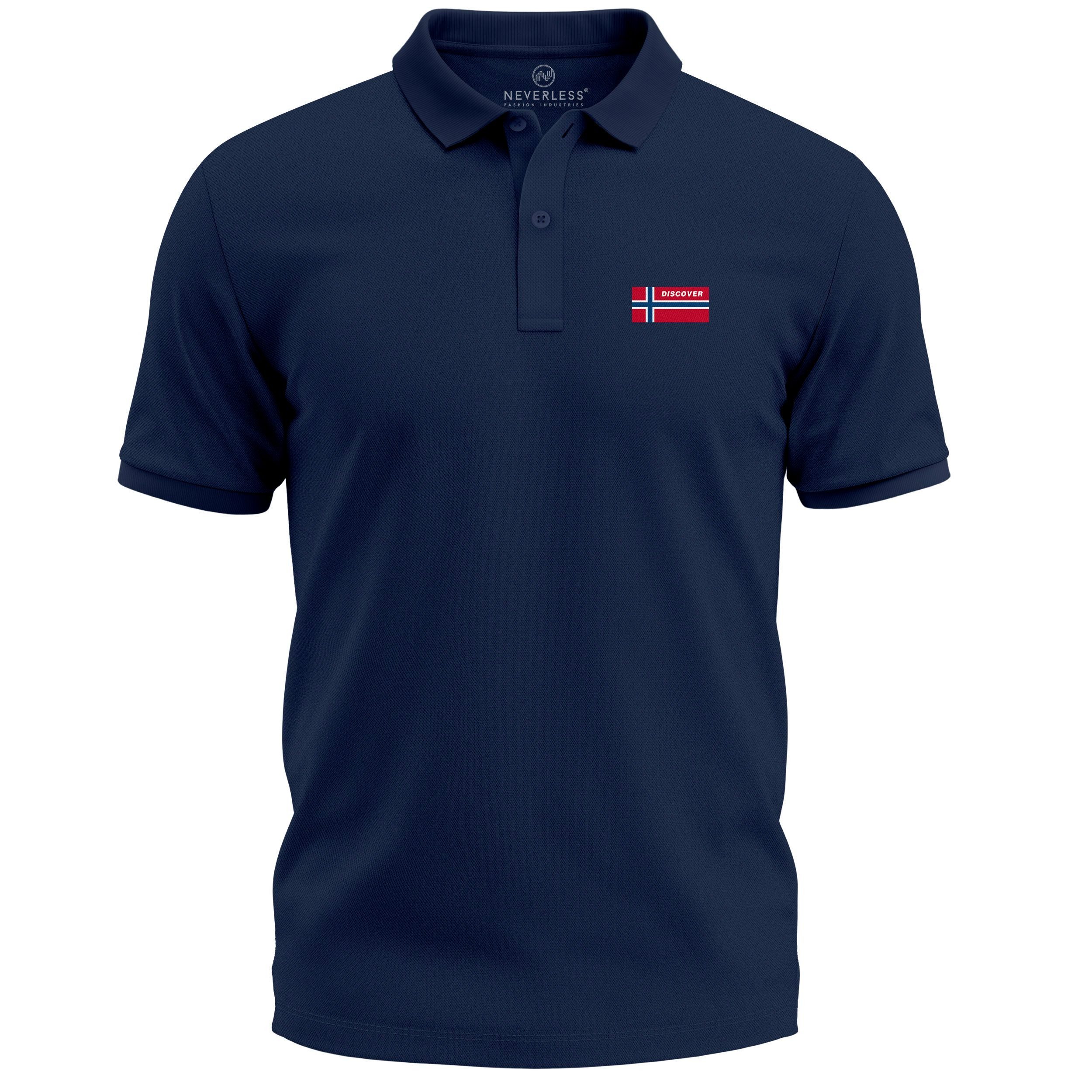 Poloshirt Poloshirt Herren mit Norwegen Flaggenprint – Kurzarm Polohemd aus