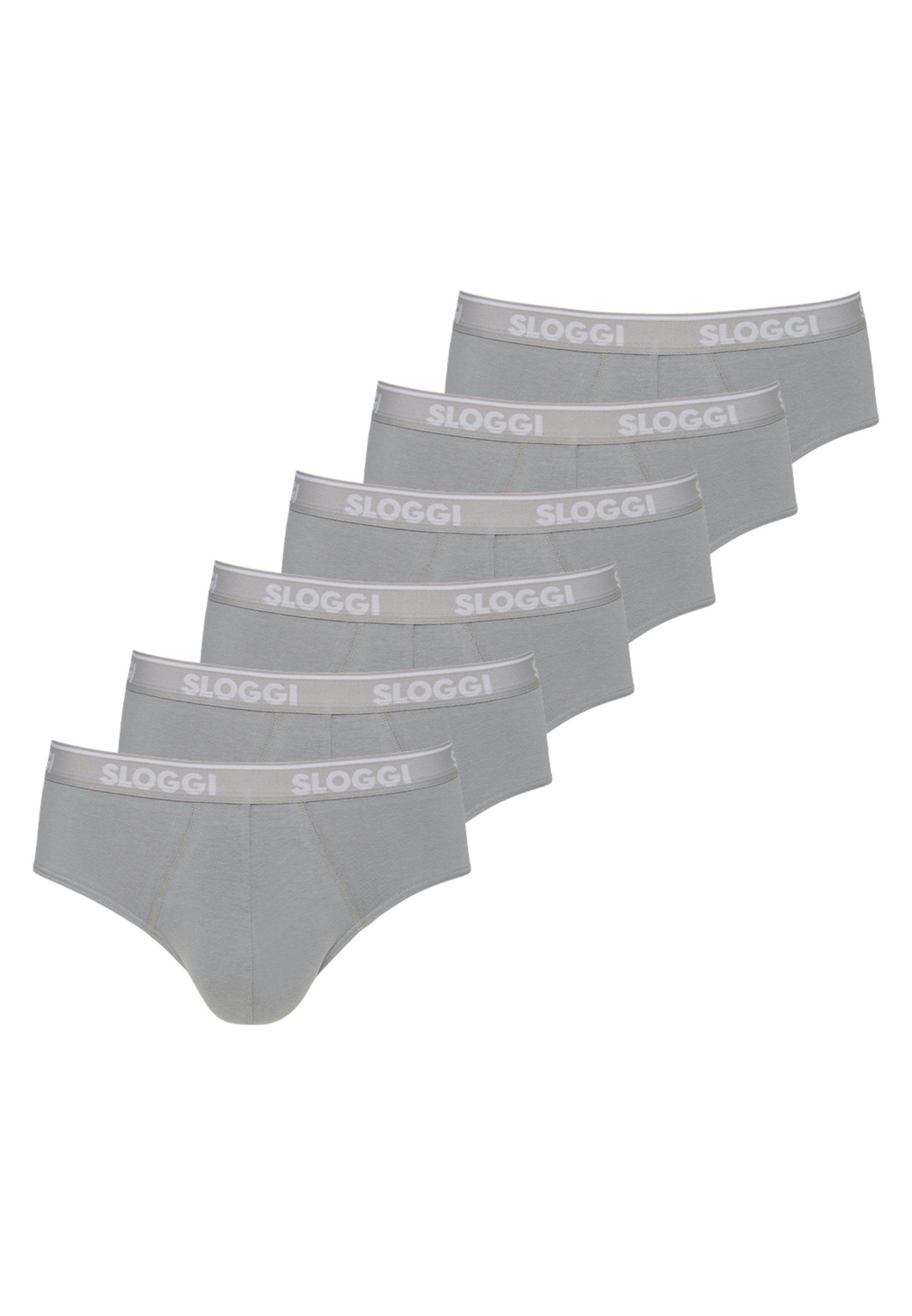 Sloggi Slip 6er Pack Go ABC (Spar-Set, 6-St) Midi Slip / Unterhose - Baumwolle - Ohne Eingriff - Perfekte Passform Stone Grey