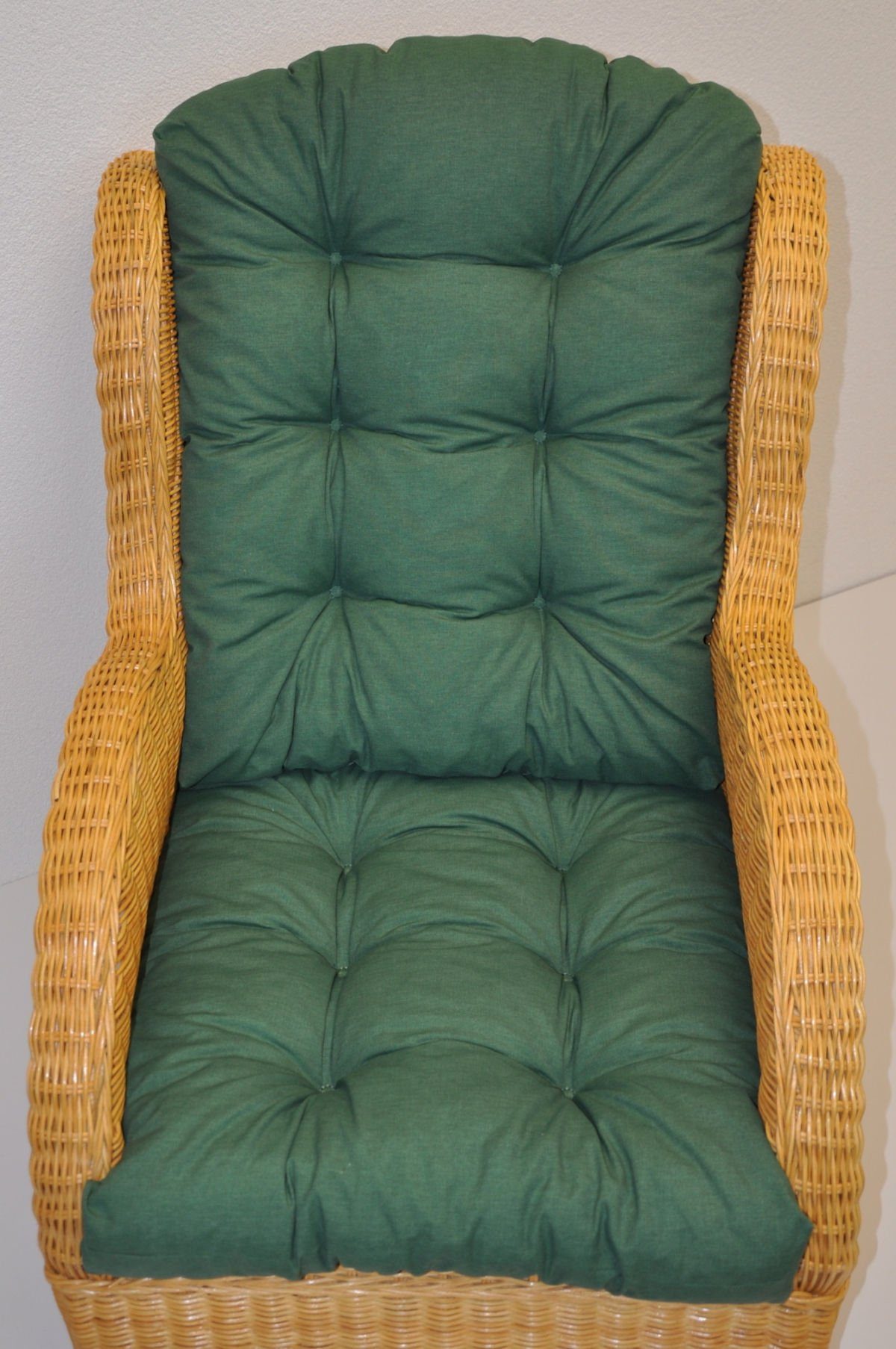 Color Kissen Rattani Sesselauflage für Rattansessel, Rattan Ohrensessel Polster dunkelgrün