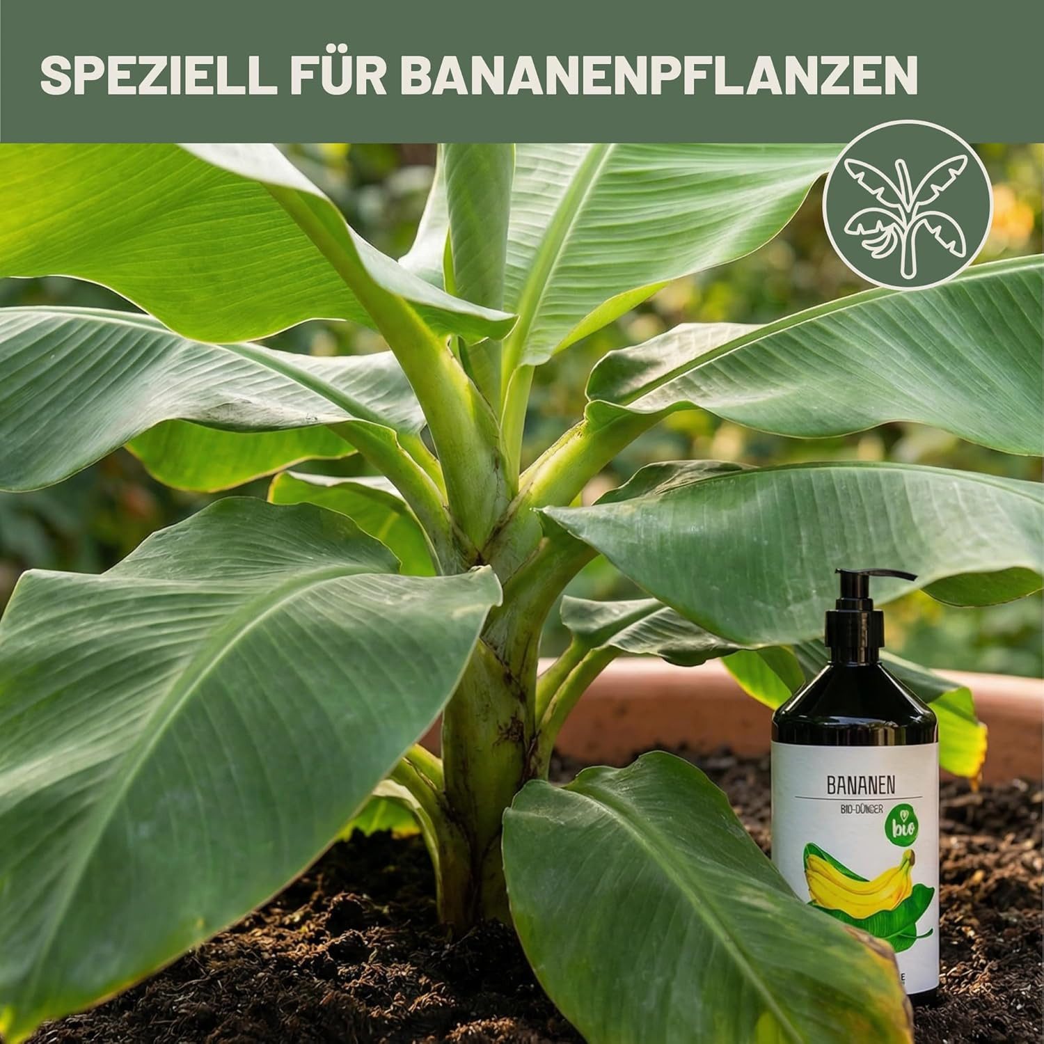 GREEN HOME LOVE NATURE Pflanzendünger Bio-Dünger flüssig NPK 3+2+6 für Bananen & Tropenpflanzen, Bananen, 100 % bio, organisch-mineralisch, extra Kalium, Dosierpumpe