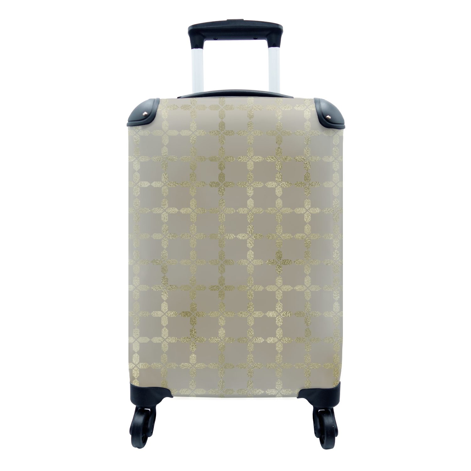 MuchoWow Handgepäckkoffer Muster - Gold - Grau - Luxus, 4 Rollen, Reisetasche mit rollen, Handgepäck für Ferien, Trolley, Reisekoffer