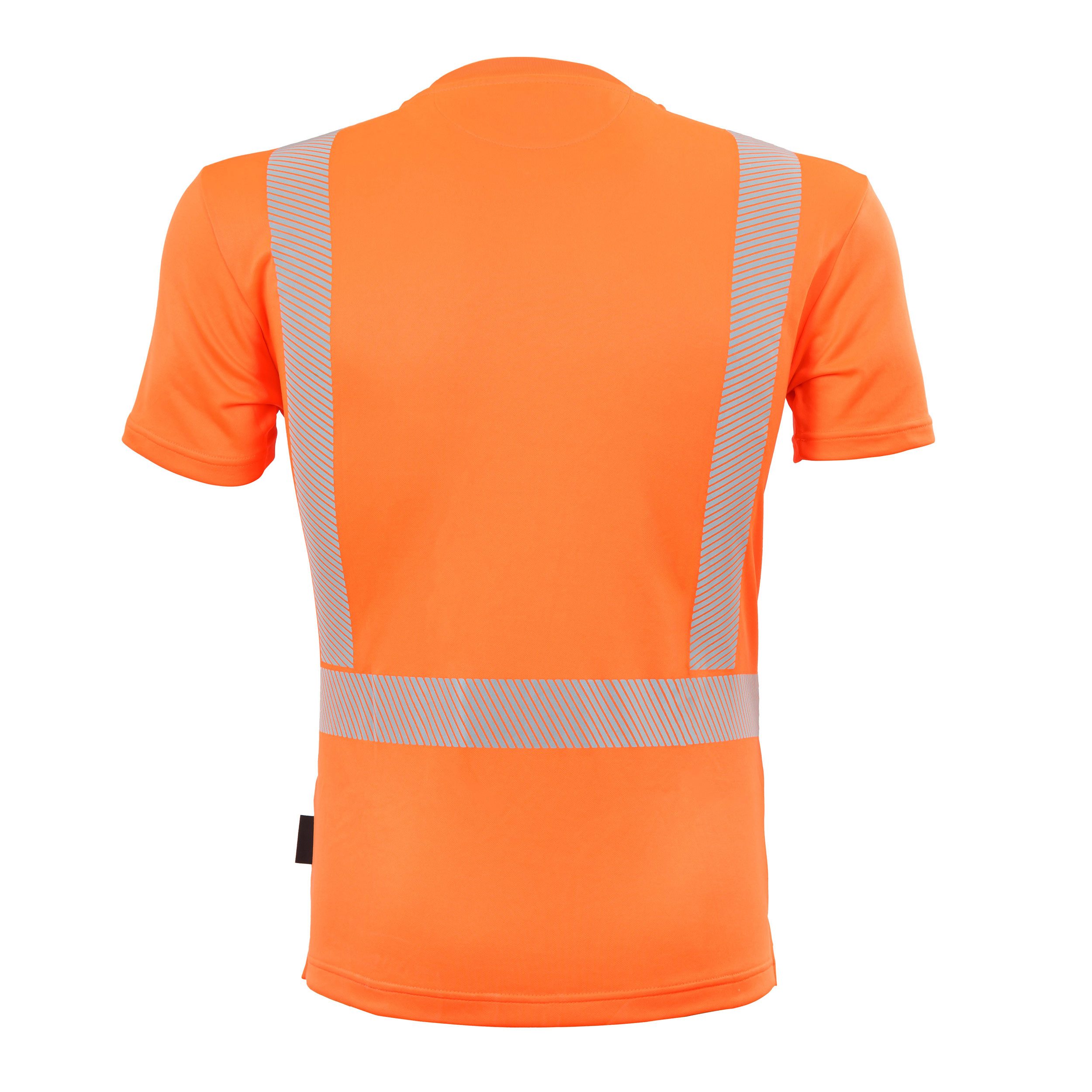Qualitex Workwear T-Shirt signalfarbenes T-Shirt aus Lyocell mit UV-Schutz & Zertifizierung (1-tlg) reflektierendes Kurzarm-Shirt, Warnschutz-Arbeitsshirt, Atmungsaktiv
