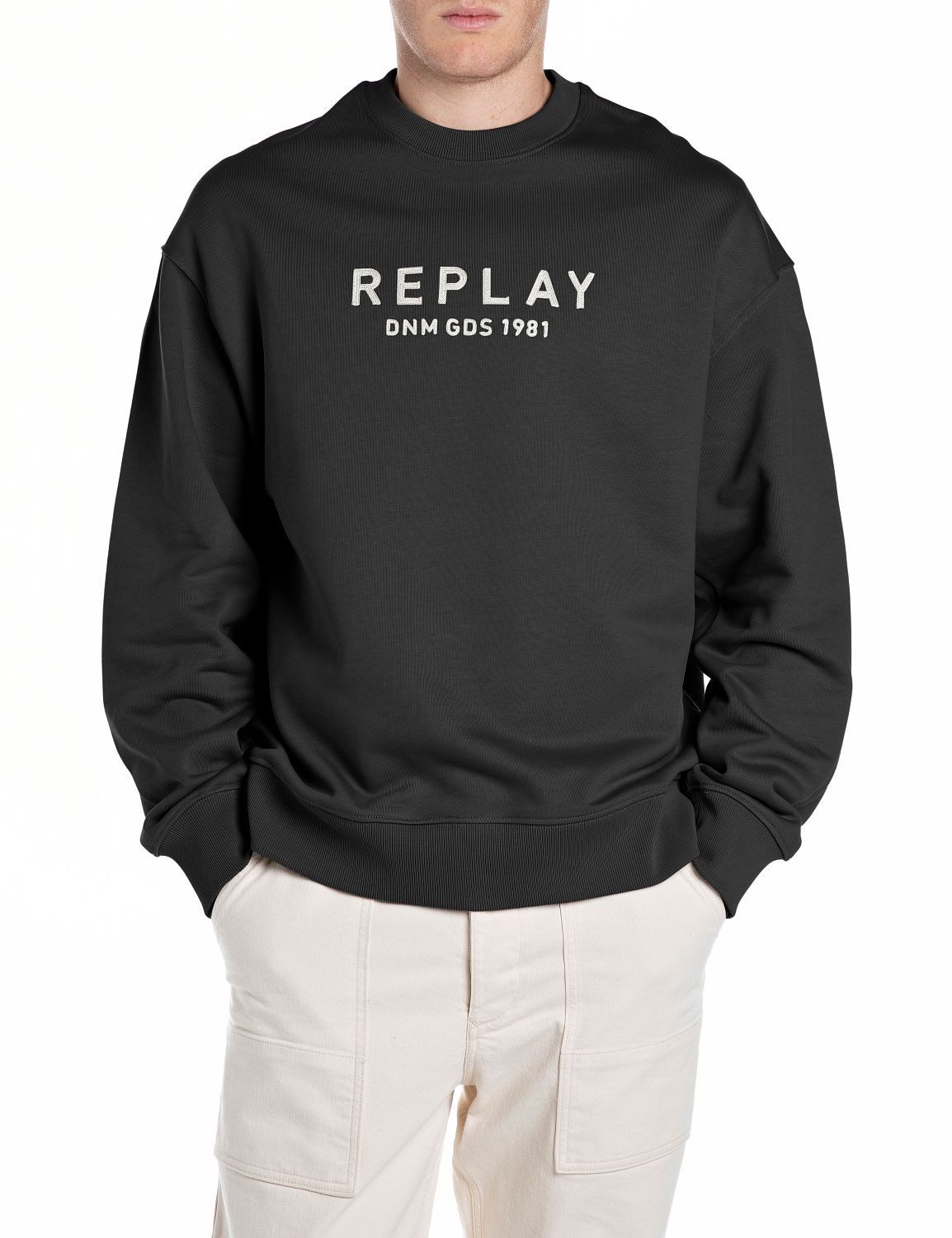 Replay Sweatshirt mit gesticktem Schriftzug vorn günstig online kaufen