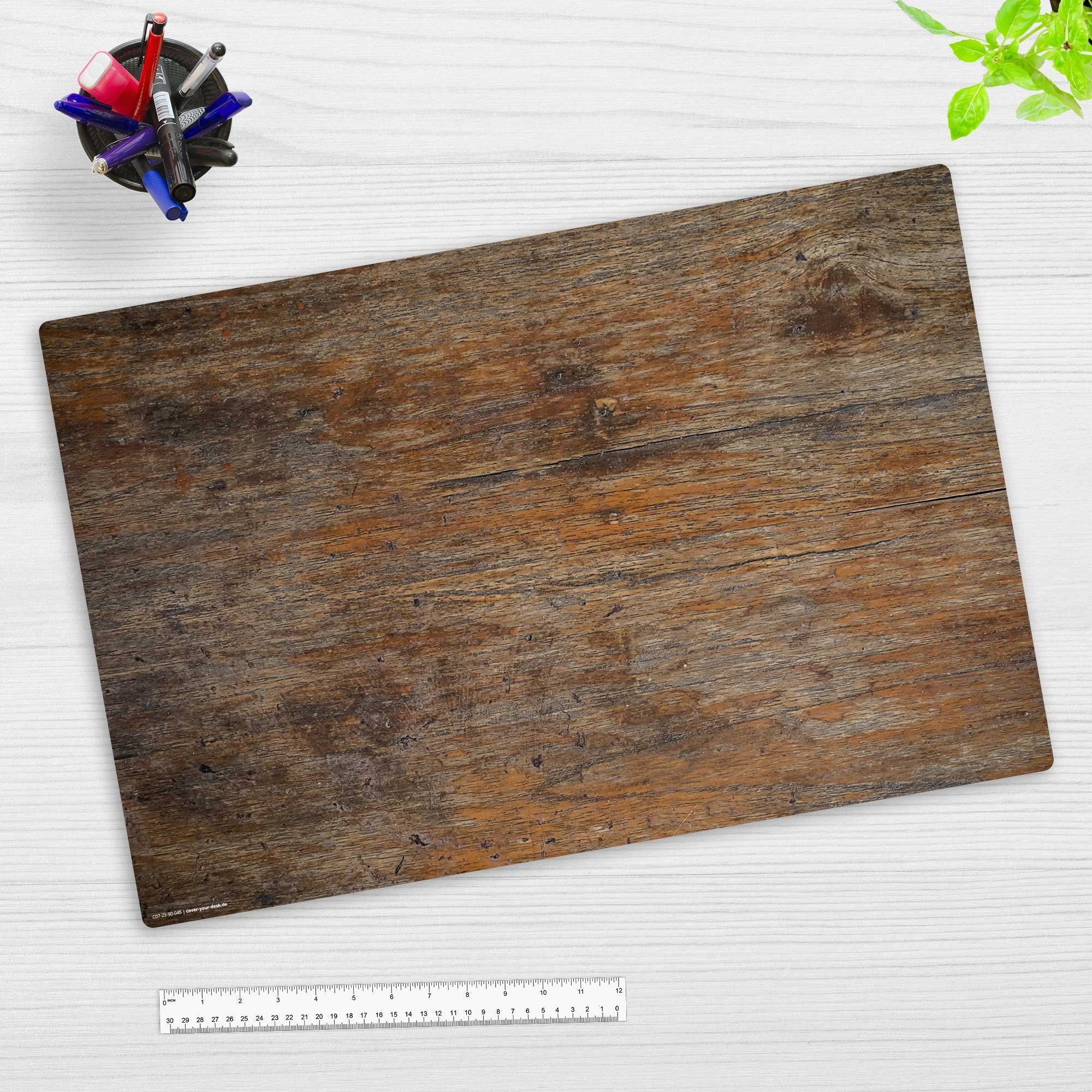 cover-your-desk.de Schreibtischunterlage abwaschbar- Antikes Holz -aus premium Vinyl - Made in Germany