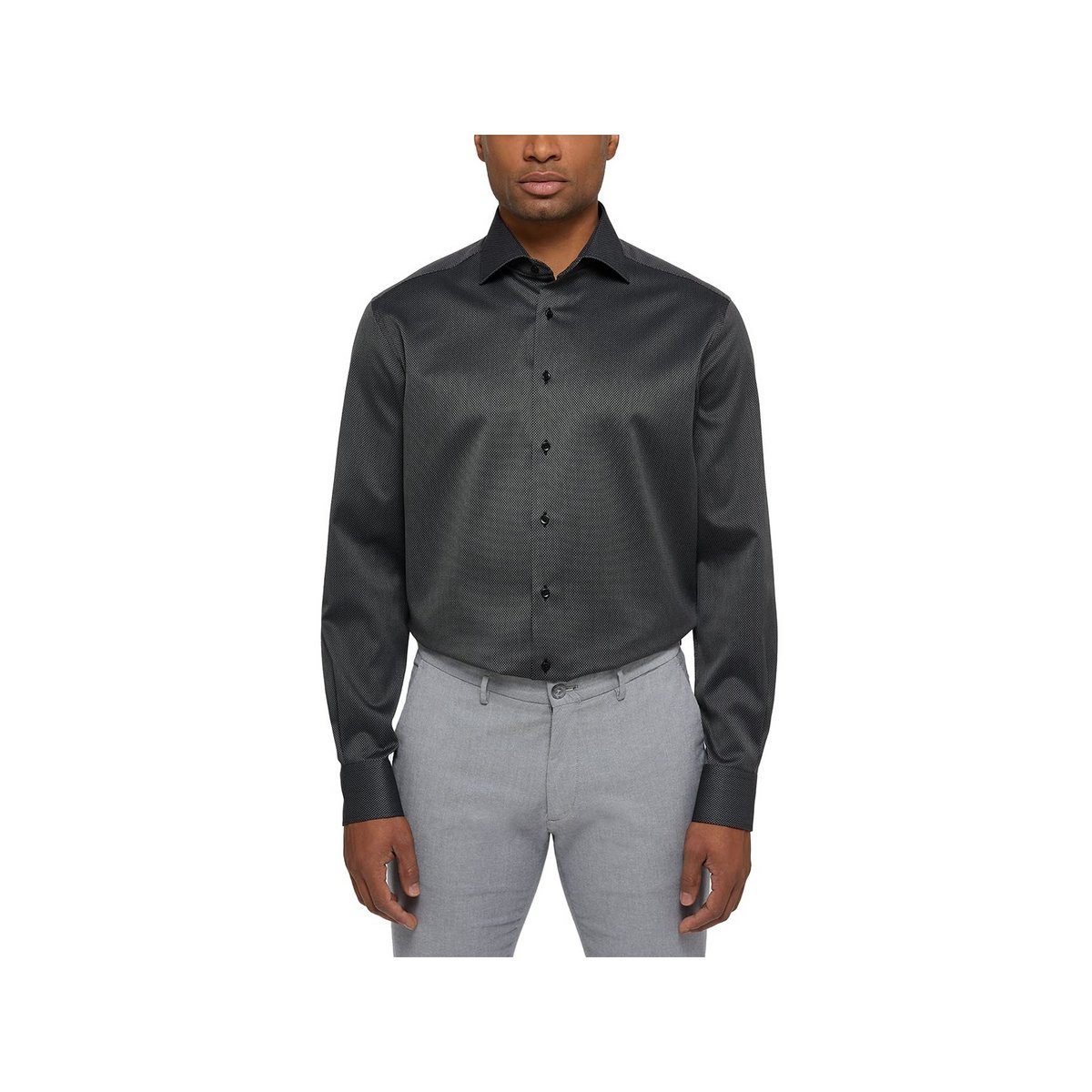 Eterna (1-tlg., Angabe) schwarz Kurzarmhemd keine