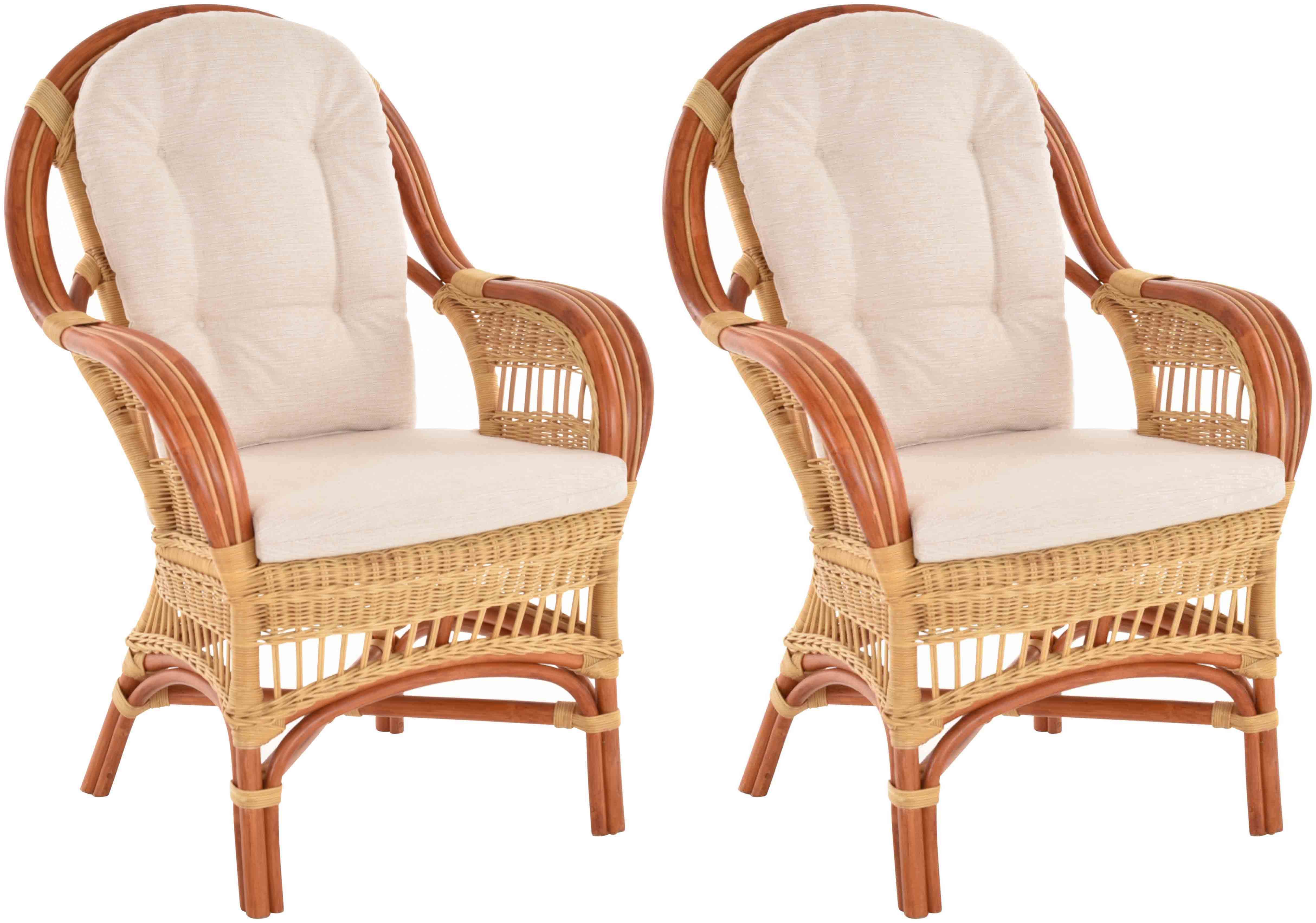 Krines Home Relaxsessel Set/2 Breite Rattan Wintergartensessel Finco Wintergarten Rattansessel (2-St., 2er-Set), hohe Rückenlehne, mit Armlehne