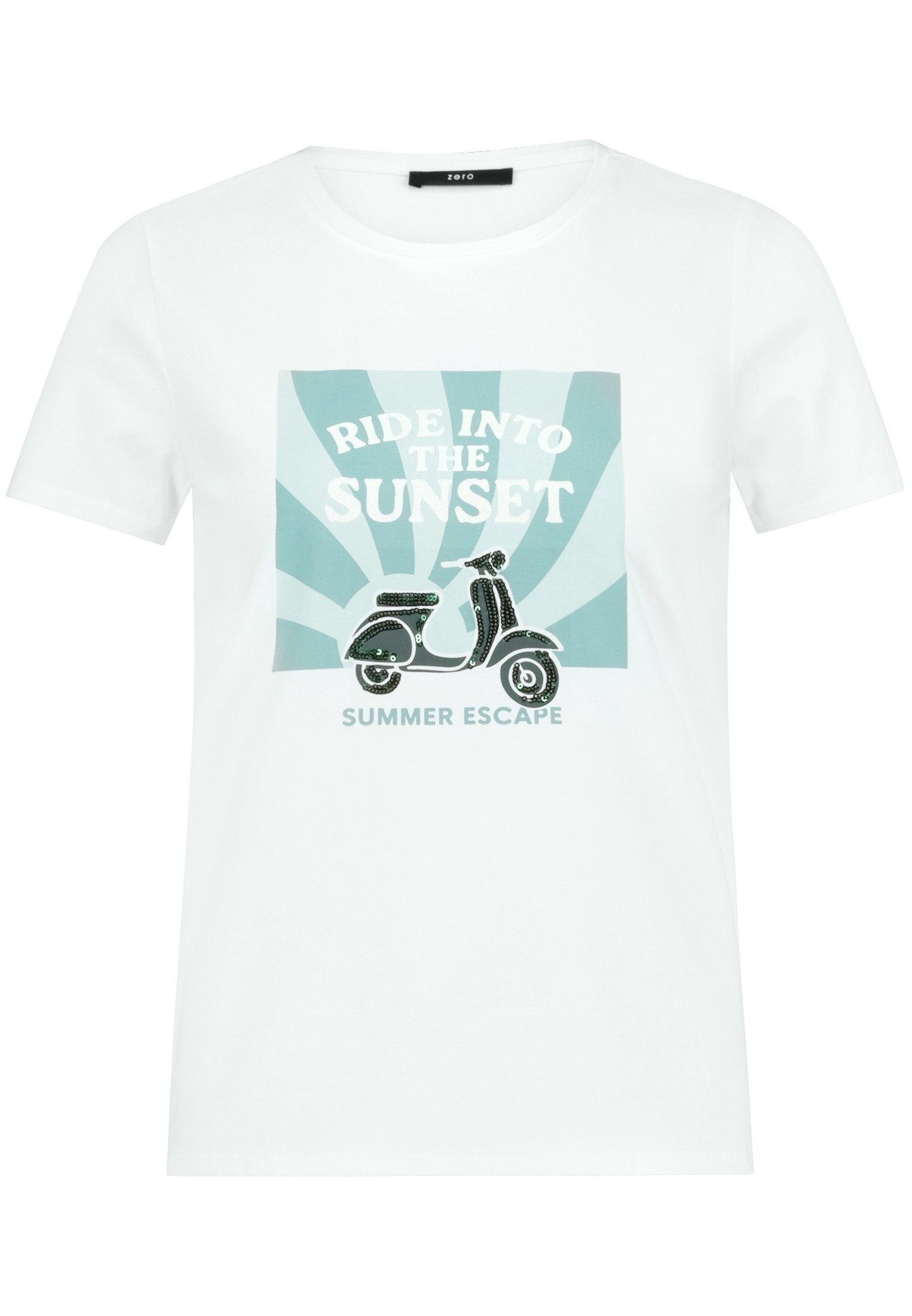 Zero Kurzarmshirt Damen mit Aufdruck (1-tlg) Glitzer.