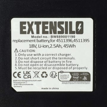 Extensilo kompatibel mit Einhell TE-CB 18/180, TE-BJ 18, TE-CD 18 Akku Li-Ion 2500 mAh (18 V)
