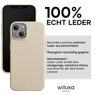 wiiuka Smartphone-Hülle skiin MACARON Handyhülle für iPhone 14, Handgefertigt - Deutsches Leder, Premium Case