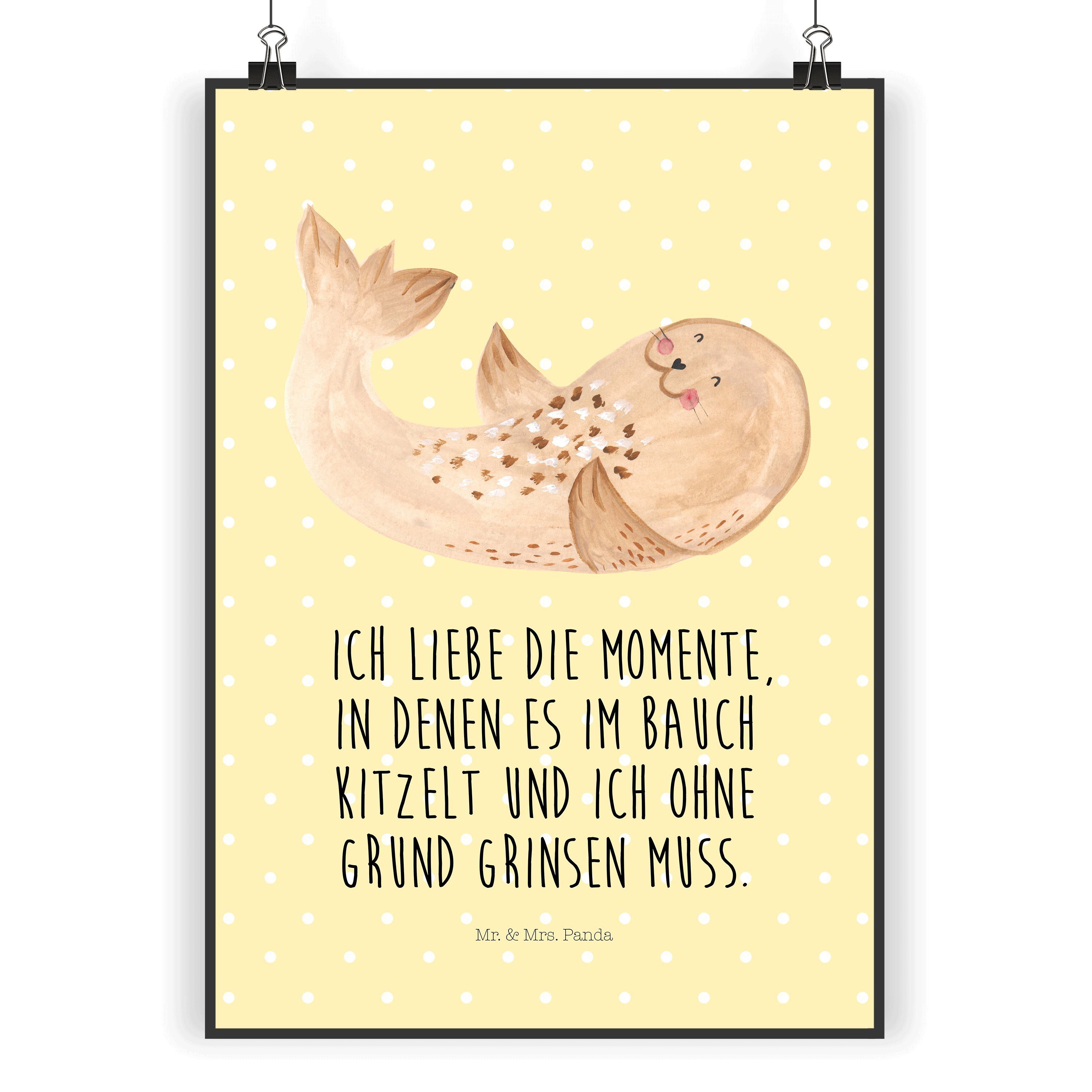 Mr. & Mrs. Panda Poster »Robbe liegend Gelb Pastell Nordsee, Tiere