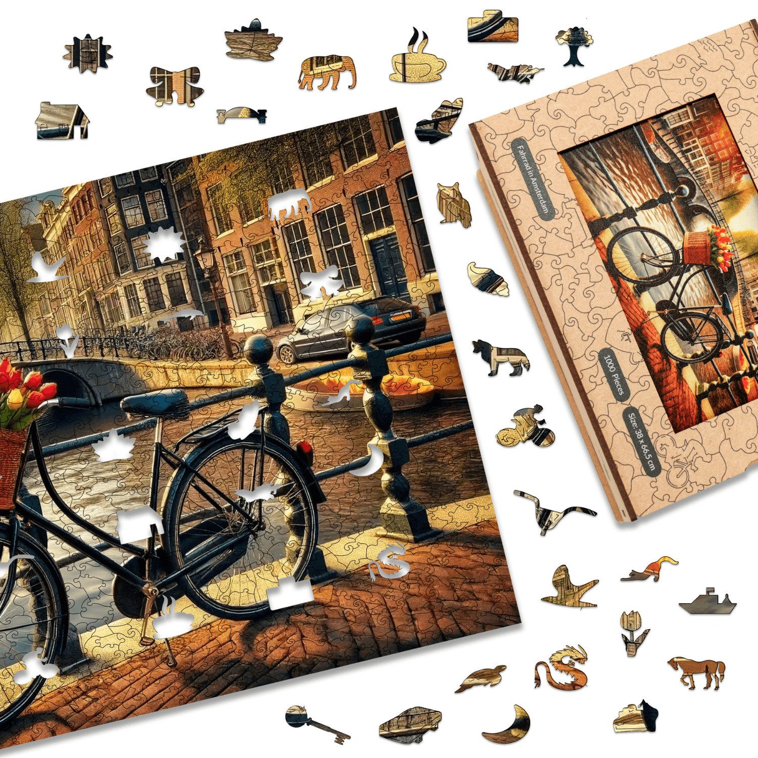 MagicHolz Puzzle Fahrrad in Amsterdam Holzpuzzle (2D), 1000 Puzzleteile