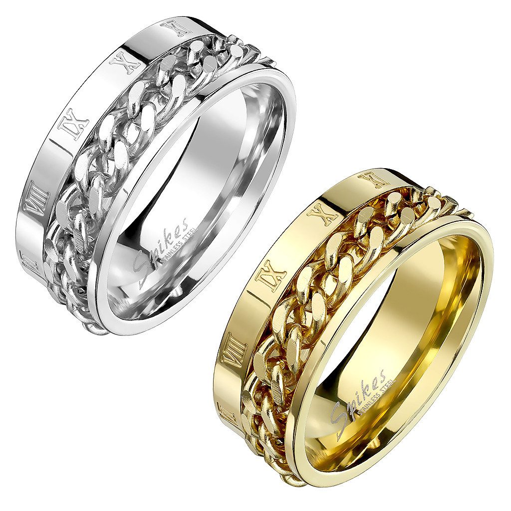 Taffstyle Fingerring Ring Ketten Style Spinner Römischen Zeichen Silber Grö günstig online kaufen