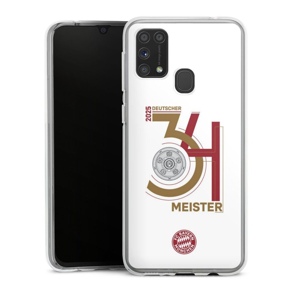 DeinDesign Handyhülle FC Bayern München Meister Offizielles Lizenzprodukt, Samsung Galaxy M31 Silikon Hülle Bumper Case Handy Schutzhülle