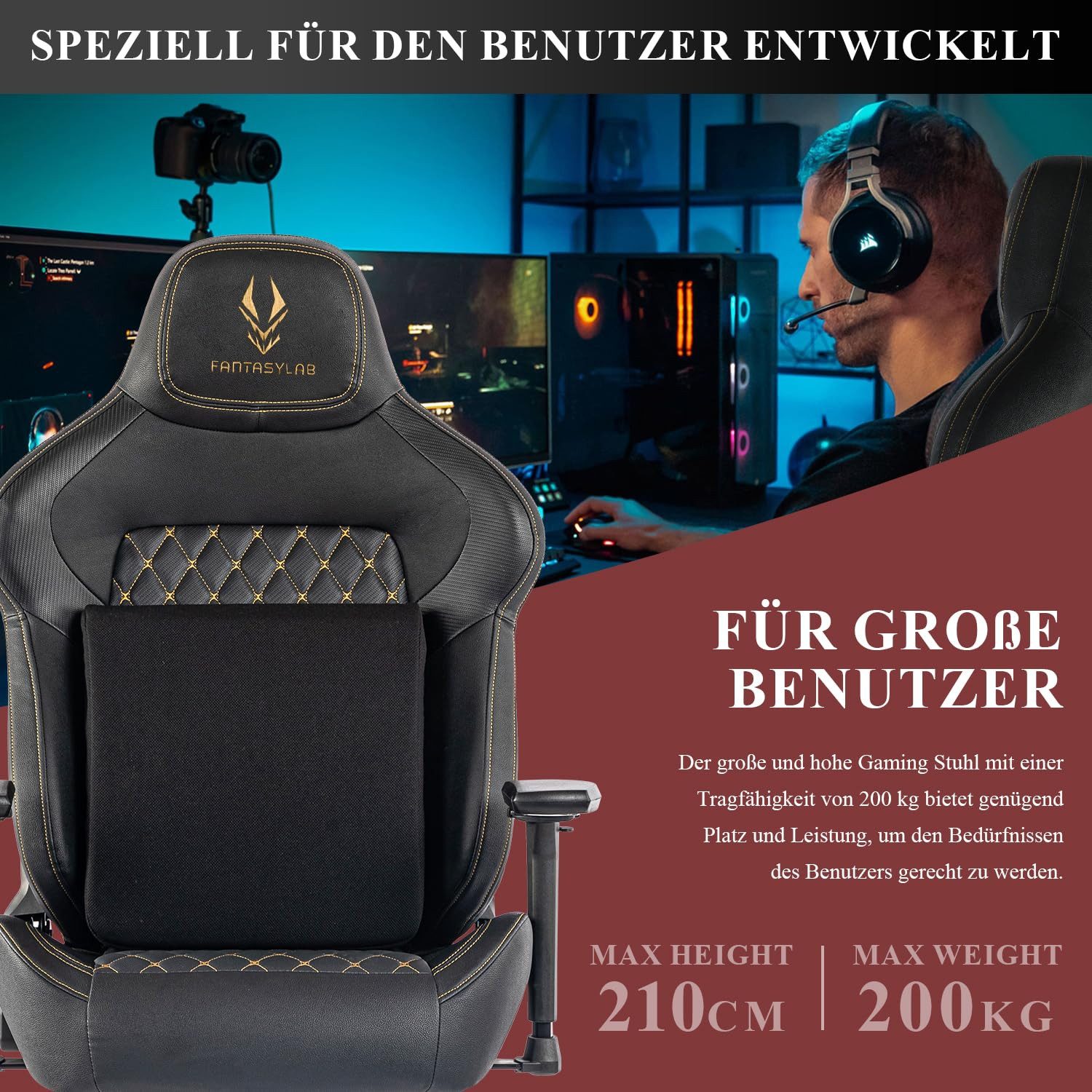 Wenta Gaming-Stuhl Gamer Stuhl mit Lendenwirbelstütze, günstig online kaufen