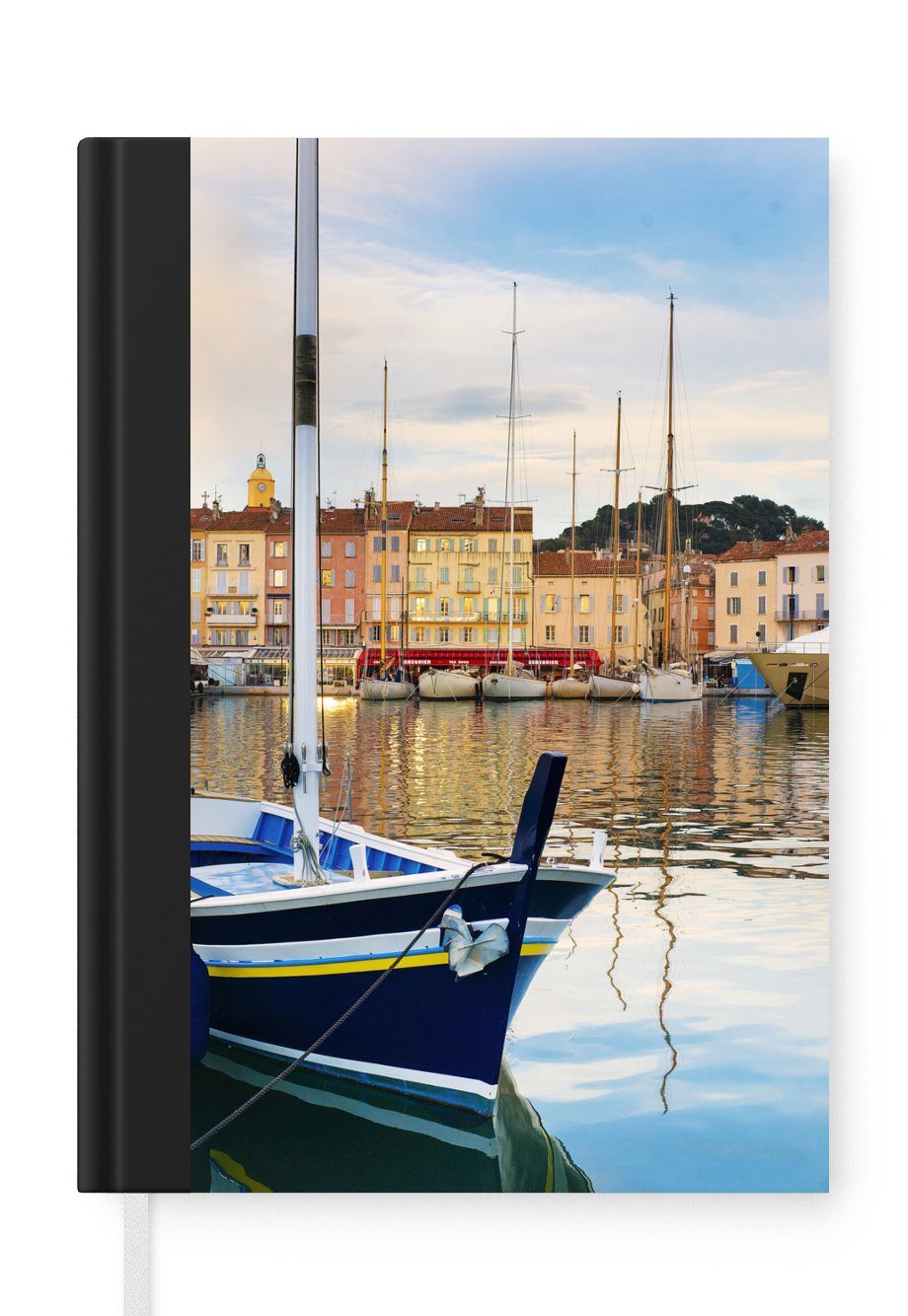 MuchoWow Notizbuch Blick auf den Hafen von Saint Tropez in Frankreich, Journal, Merkzettel, Tagebuch, Notizheft, A5, 98 Seiten, Haushaltsbuch