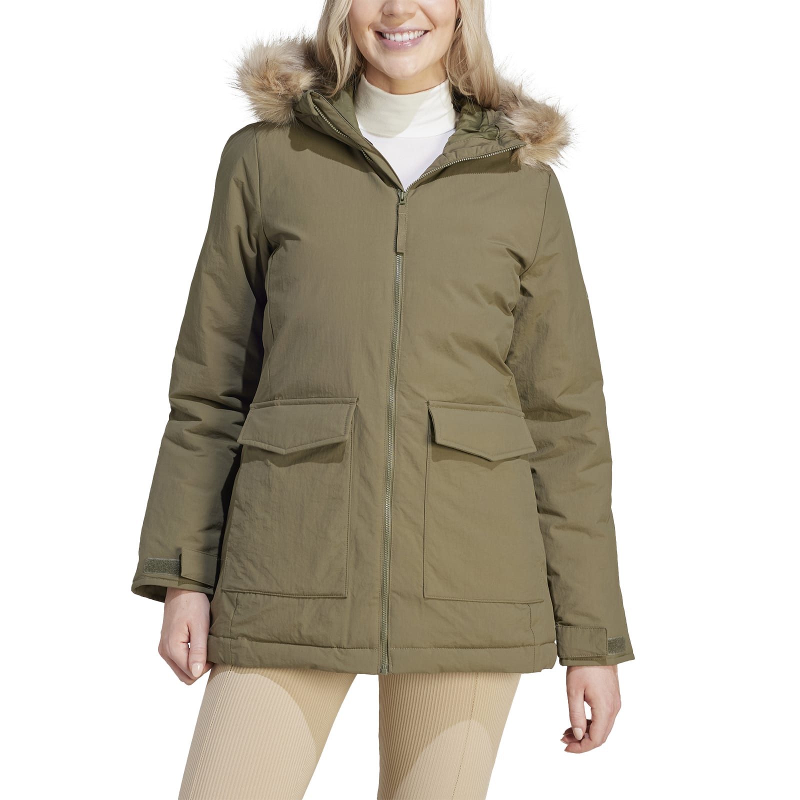 adidas Performance Wintermantel Hooded Fur Parka (wasserabweisend) braun Damen – Bild 3 von 5