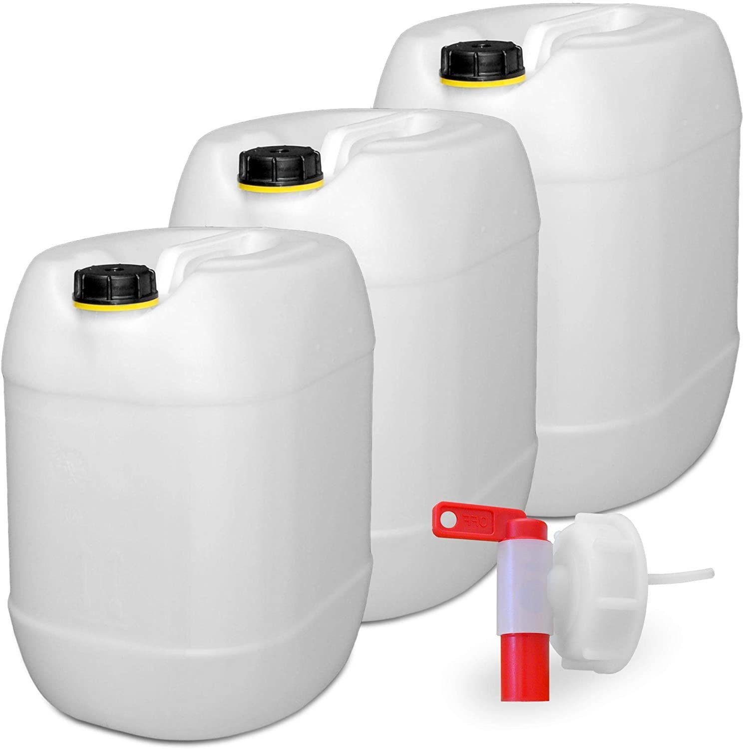 Hergestellt für BAUPROFI 3X Wasserkanister ECO 20 Liter mit Hahn 3er Set  Camping-Kanister Wassertank NEU