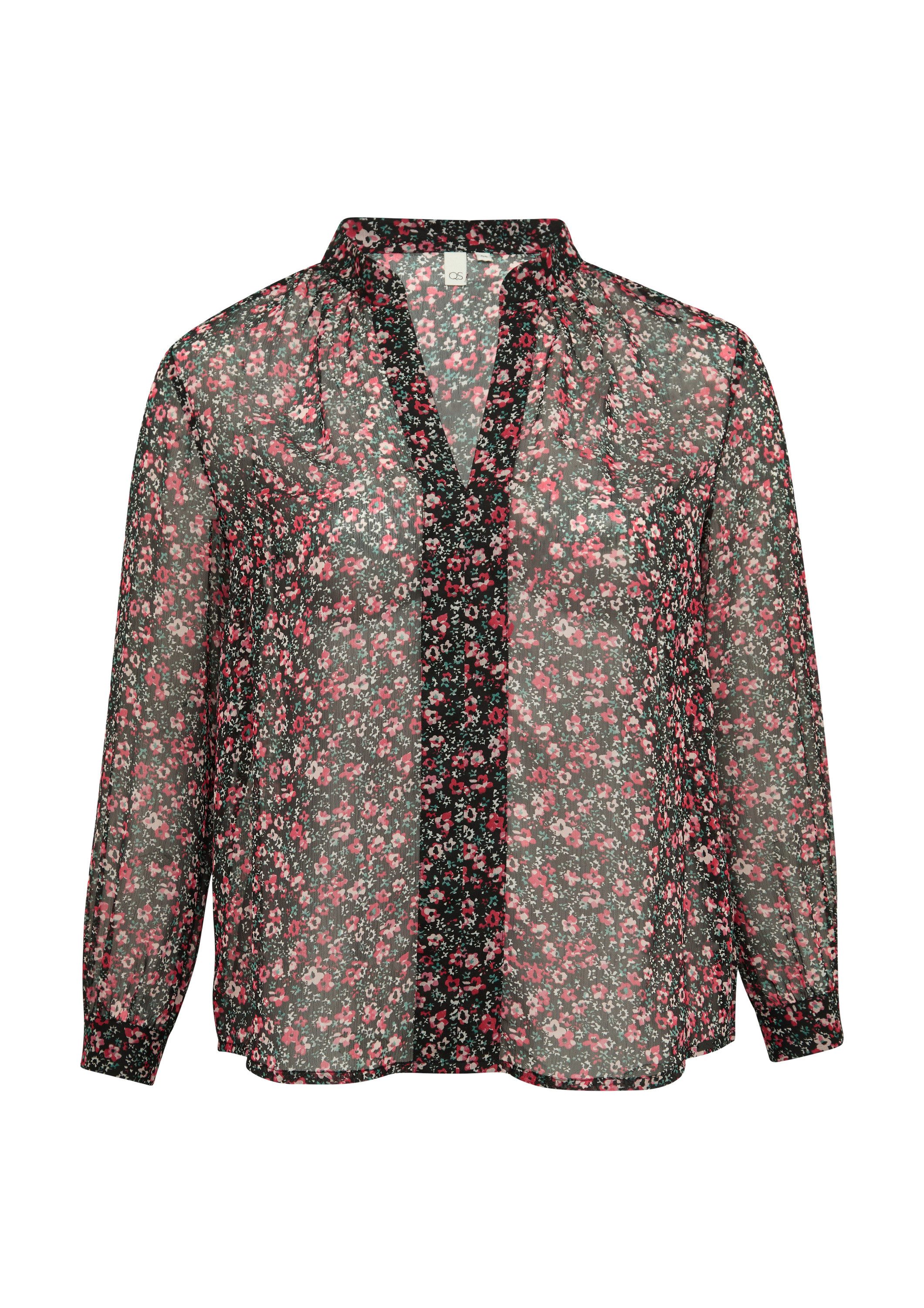 QS Langarmbluse Bluse Leicht transparente Chiffonbluse mit All-over-Print günstig online kaufen