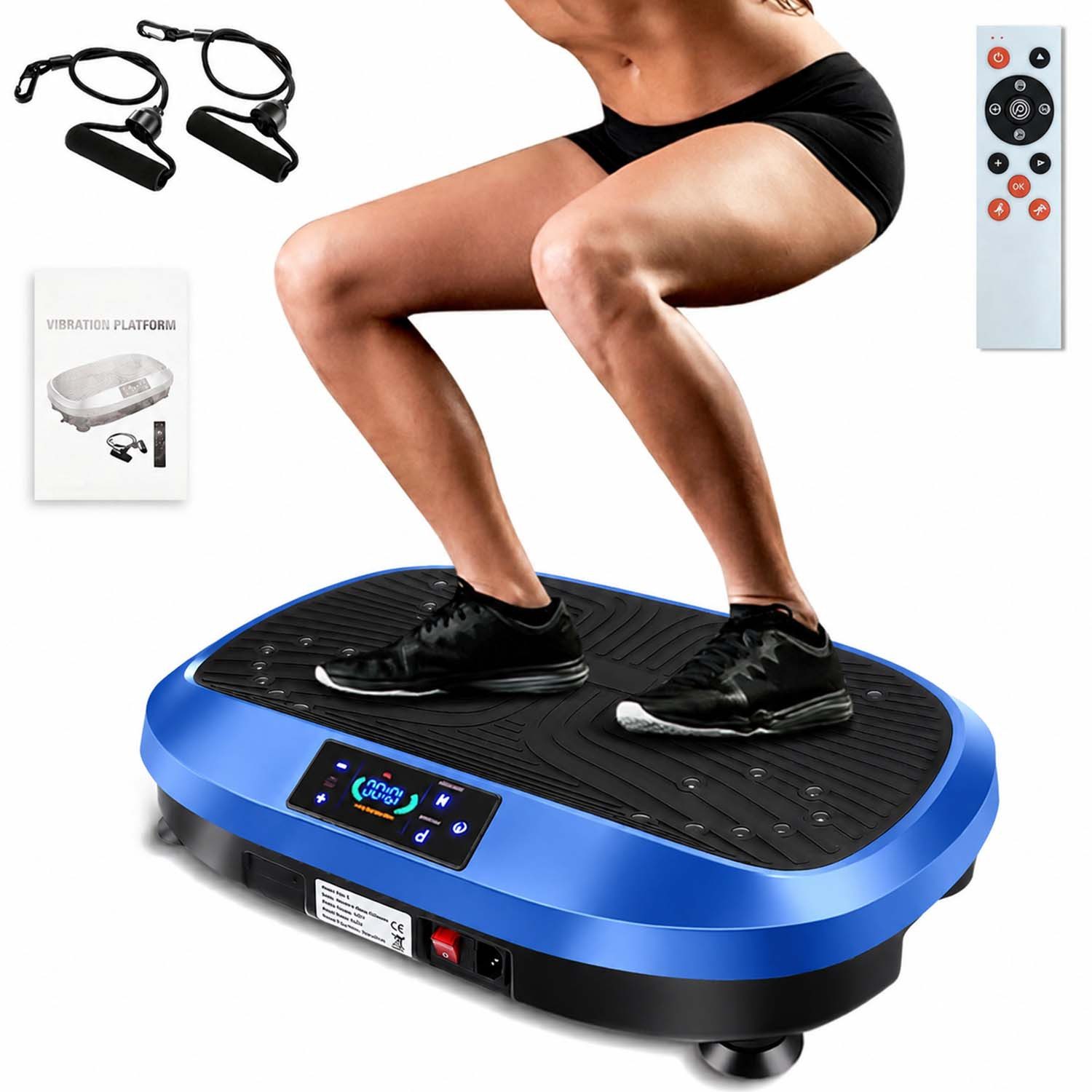 kehot Vibrationsplatte Ganzkörper, 3D Fitnessgeräte mit 2 Bändern & Fernbedienung, 200 W, 120 Intensitätsstufen, (Set, mit Trainingsbandern), Schwingung Modus, 6 voreingestellte Modi