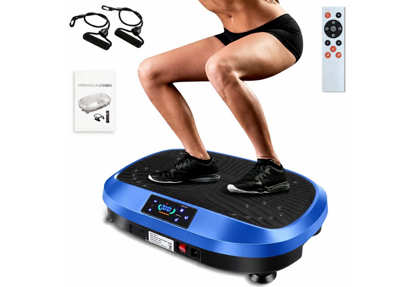 kehot Vibrationsplatte Ganzkörper, 3D Fitnessgeräte mit 2 Bändern & Fernbedienung, 200 W, 120 Intensitätsstufen, (Set, mit Trainingsbandern), Schwingung Modus, 6 voreingestellte Modi